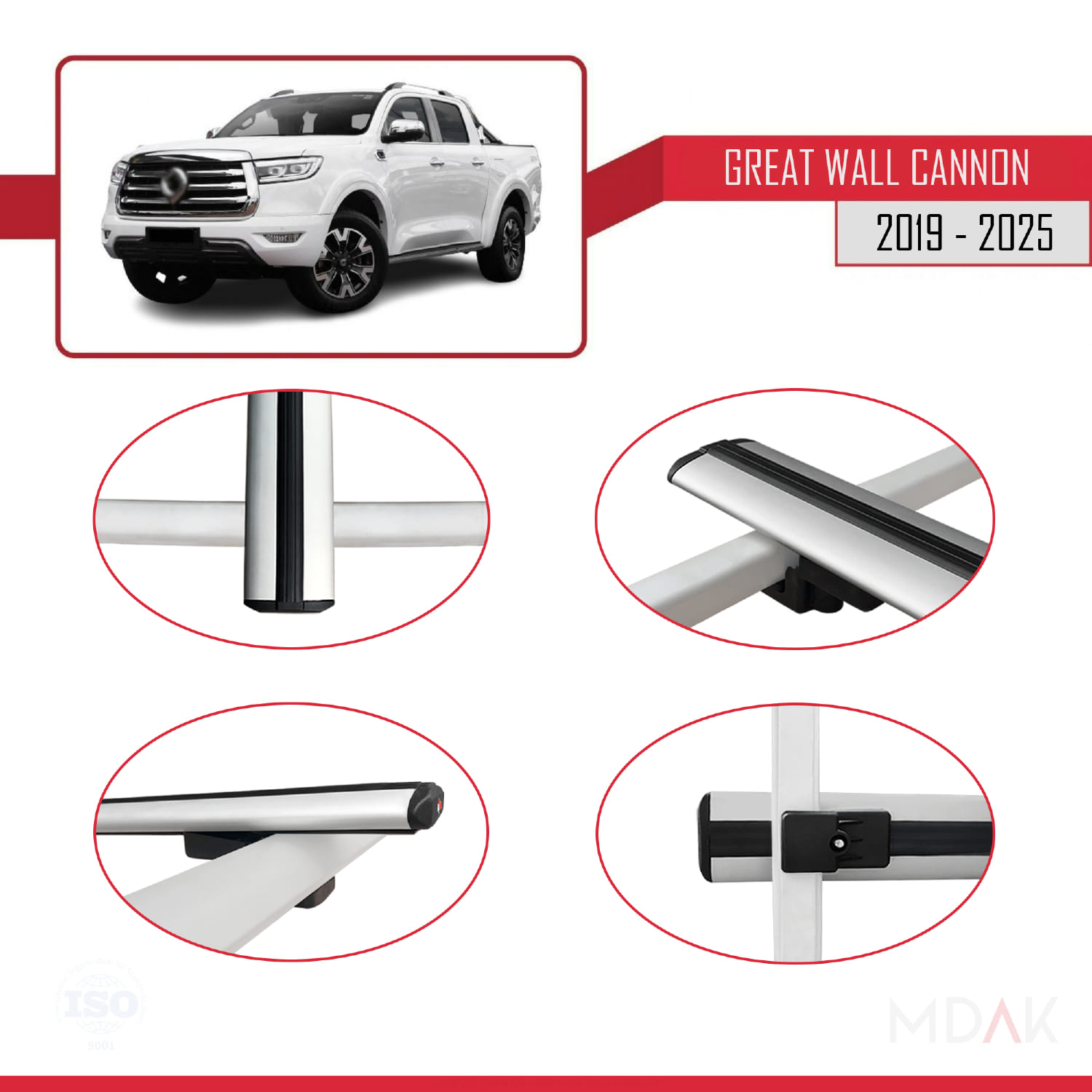 Great Wall Cannon 2019 ve Sonrası ile Uyumlu BASIC Model Ara Atkı Tavan Barı Gri 3 Adet - Görsel 4