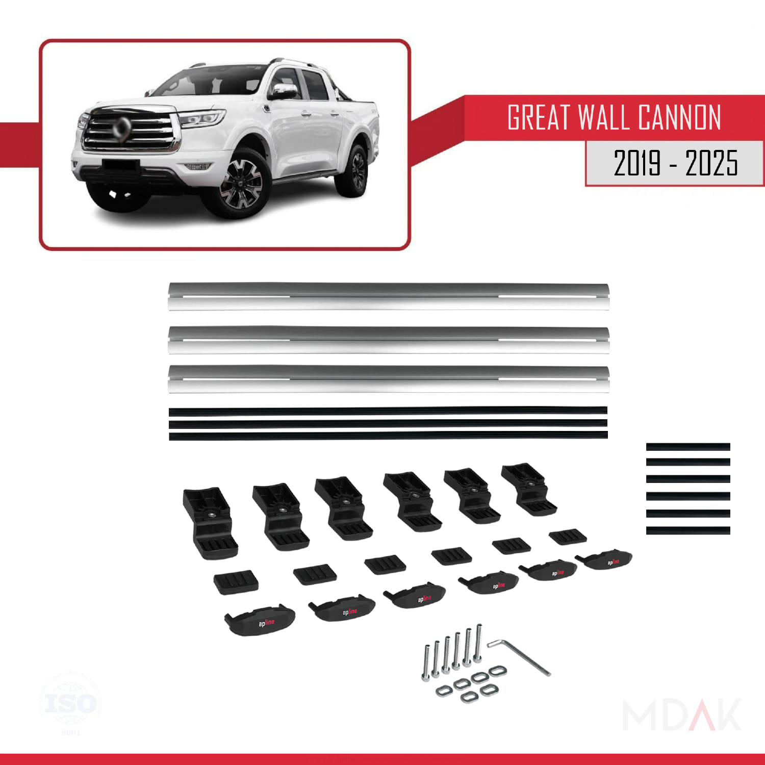Great Wall Cannon 2019 ve Sonrası ile Uyumlu BASIC Model Ara Atkı Tavan Barı Gri 3 Adet - Görsel 6