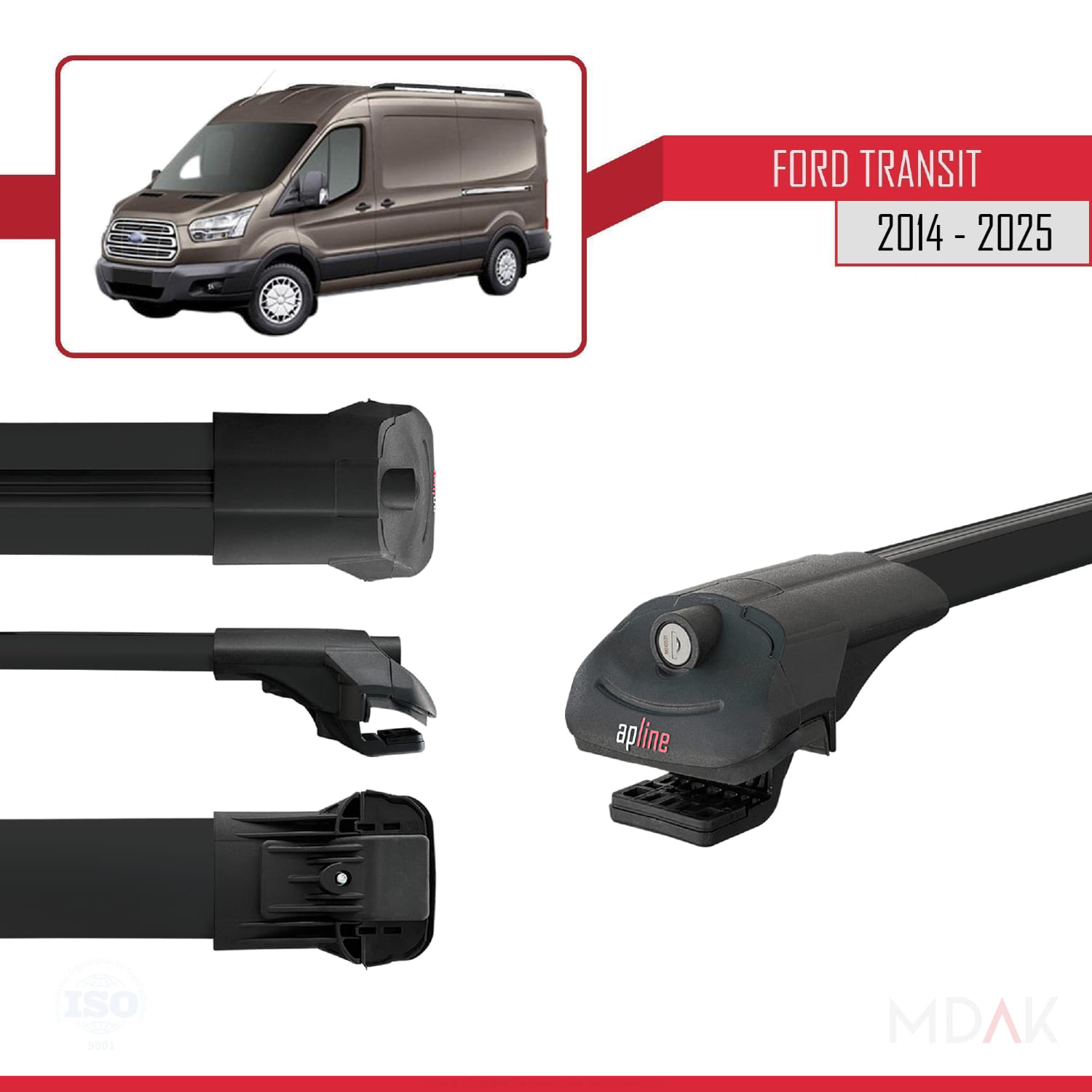 Ford Transit 2014 ve Sonrası ile Uyumlu ACE-1 Ara Atkı Tavan Barı Siyah 4 Adet - Görsel 3