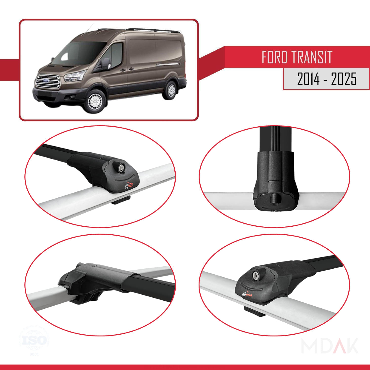 Ford Transit 2014 ve Sonrası ile Uyumlu ACE-1 Ara Atkı Tavan Barı Siyah 4 Adet - Görsel 4
