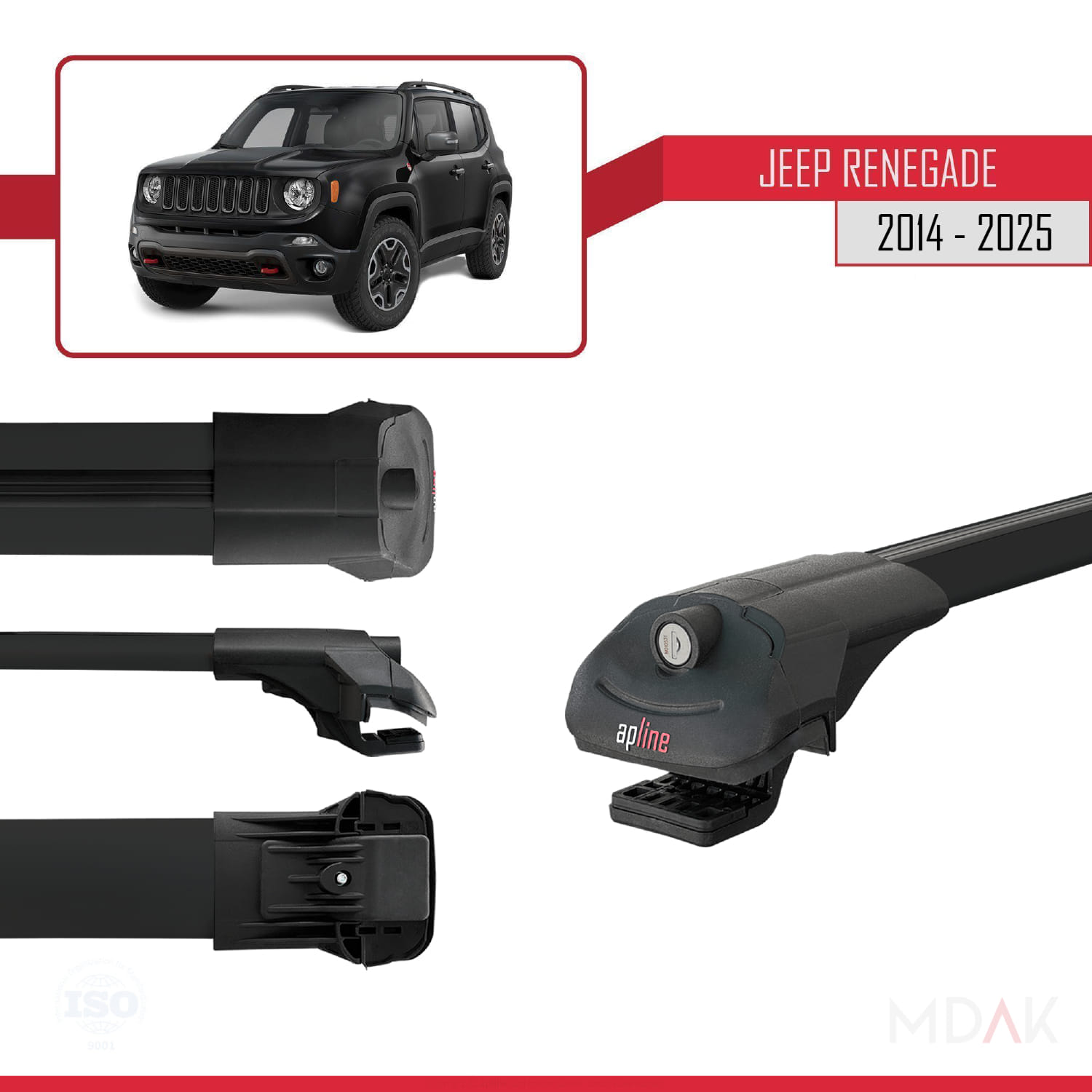 Jeep Renegade (BU) 2014 ve Sonrası ile Uyumlu ACE-1 Ara Atkı Tavan Barı Siyah 2 Adet - Görsel 3