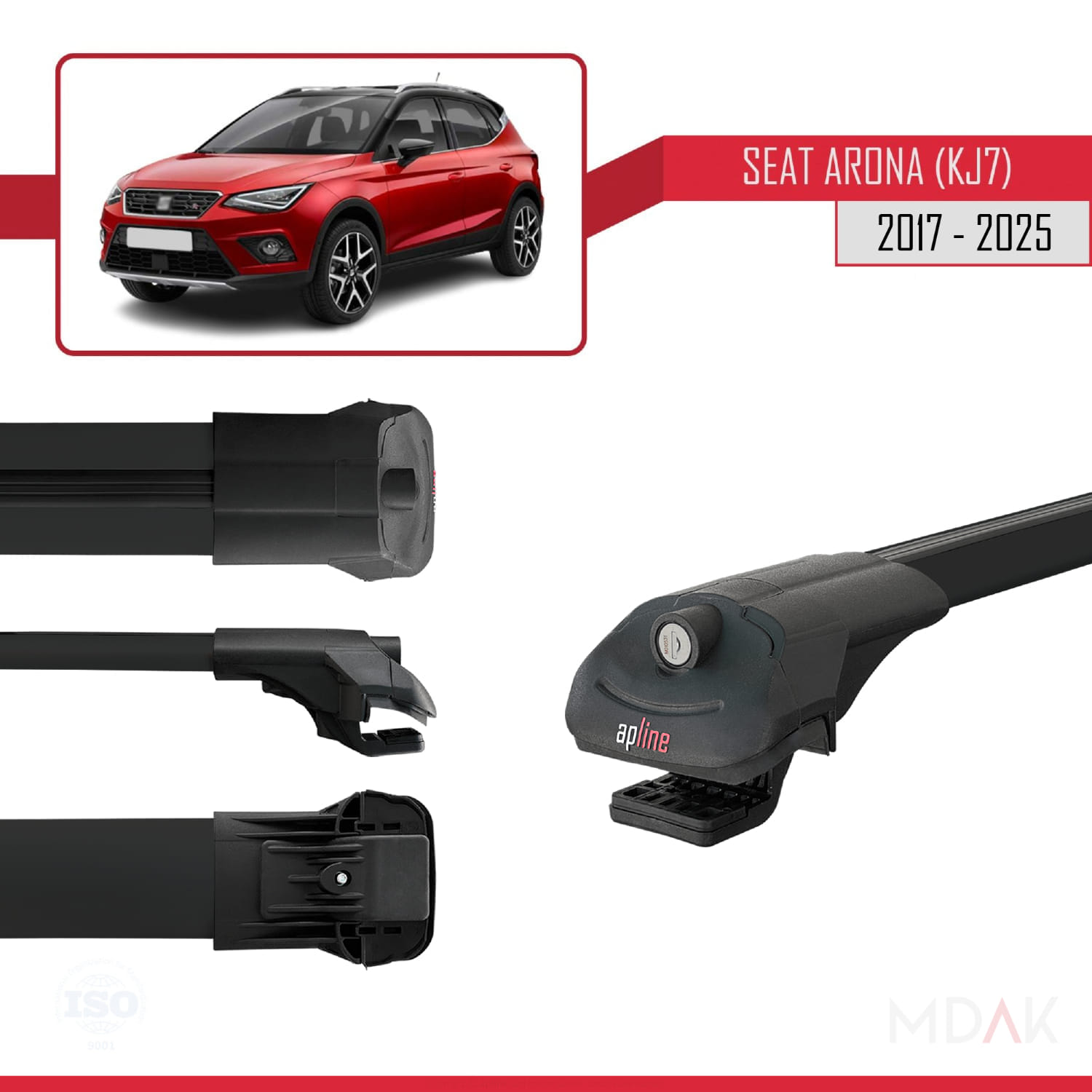 Seat Arona (KJ7) 2017 ve Sonrası ile Uyumlu ACE-1 Ara Atkı Tavan Barı Siyah 2 Adet - Görsel 3