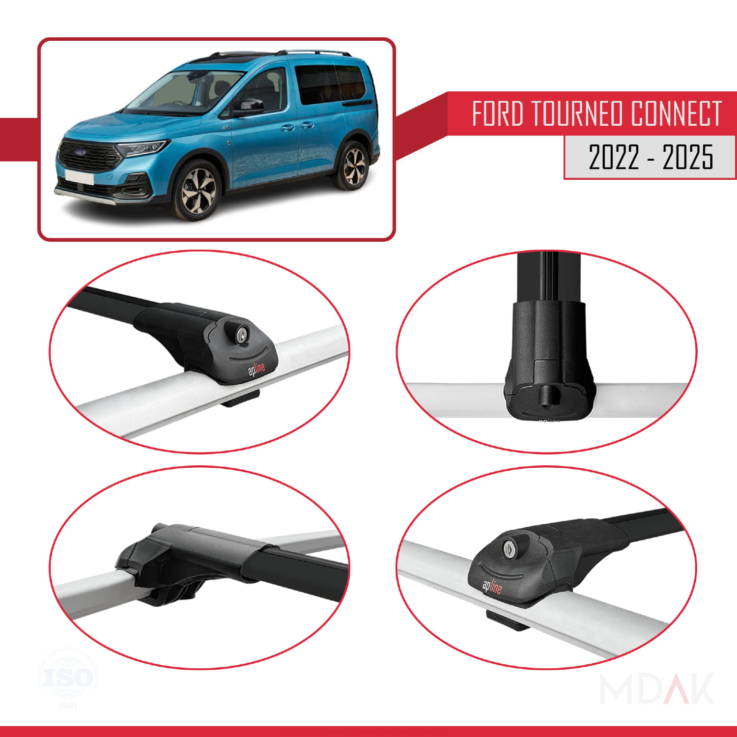Ford Transit/Tourneo Connect 3 2022 ve Sonrası ile Uyumlu ACE-1 Ara Atkı Tavan Barı Siyah 2 Adet - Görsel 4