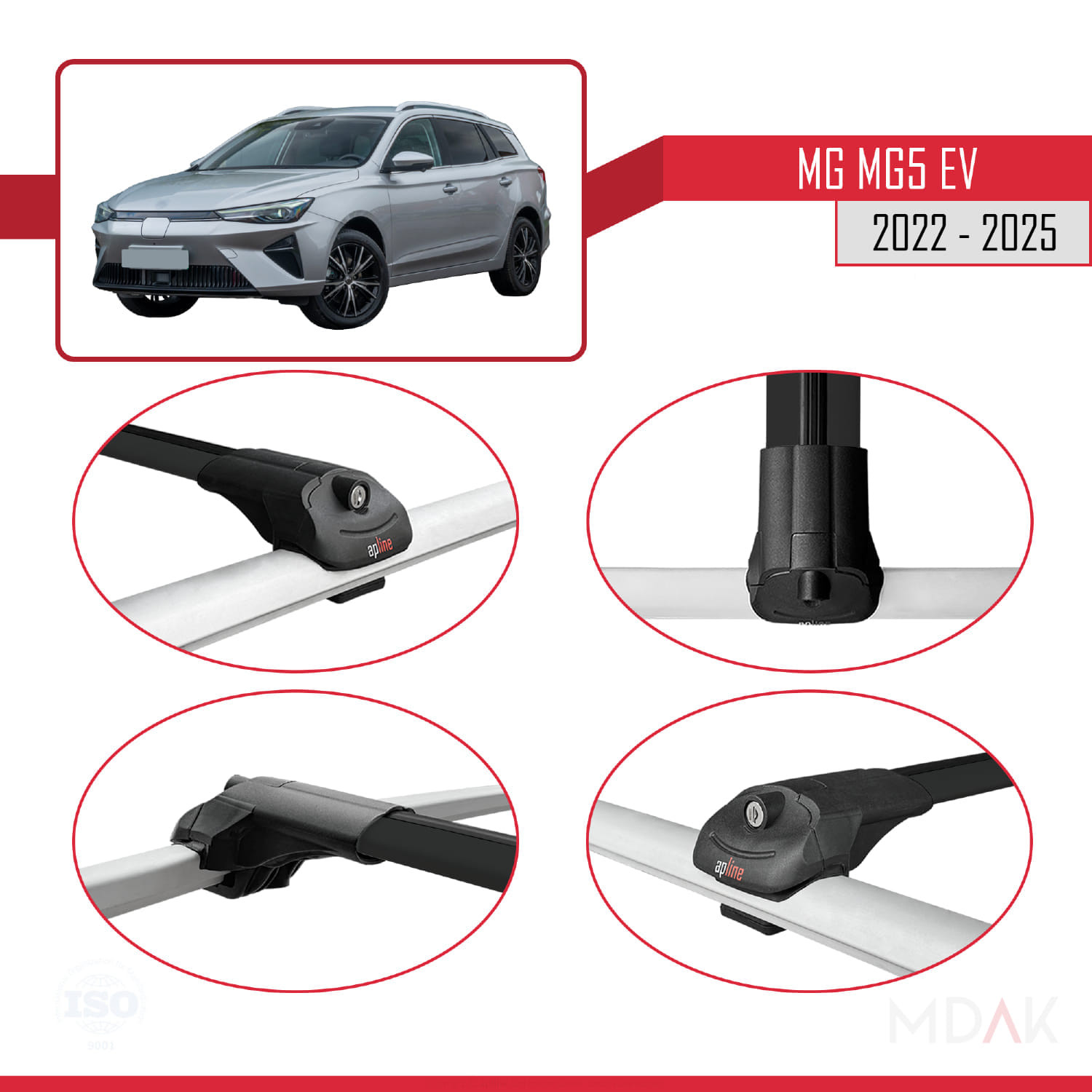 MG 5 EV 2022 ve sonrası ile Uyumlu ACE-1 Ara Atkı Tavan Barı Siyah 3 ADET - Görsel 4