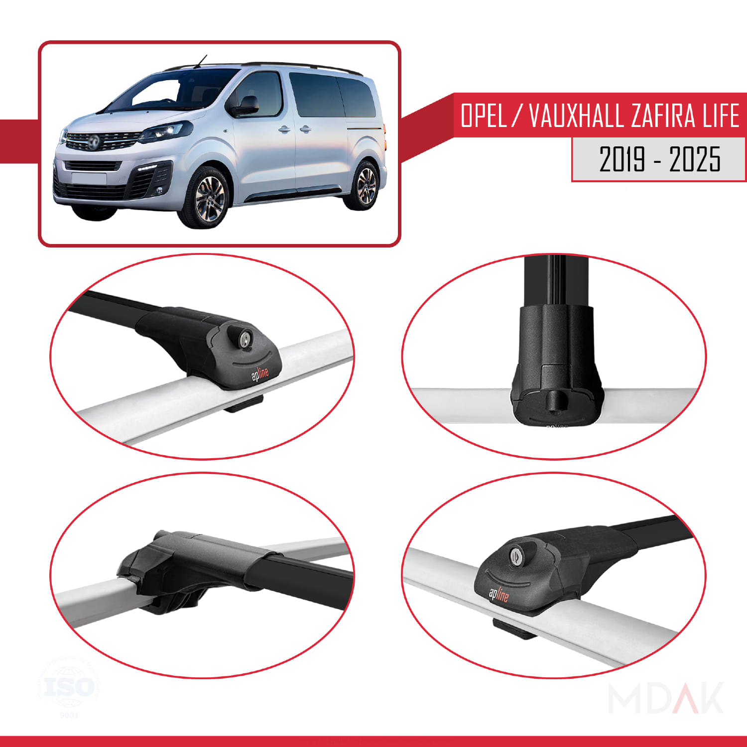 Opel Zafira Life 2019 ve Sonrası ile Uyumlu ACE-1 Ara Atkı Tavan Barı Siyah 2 Adet - Görsel 4