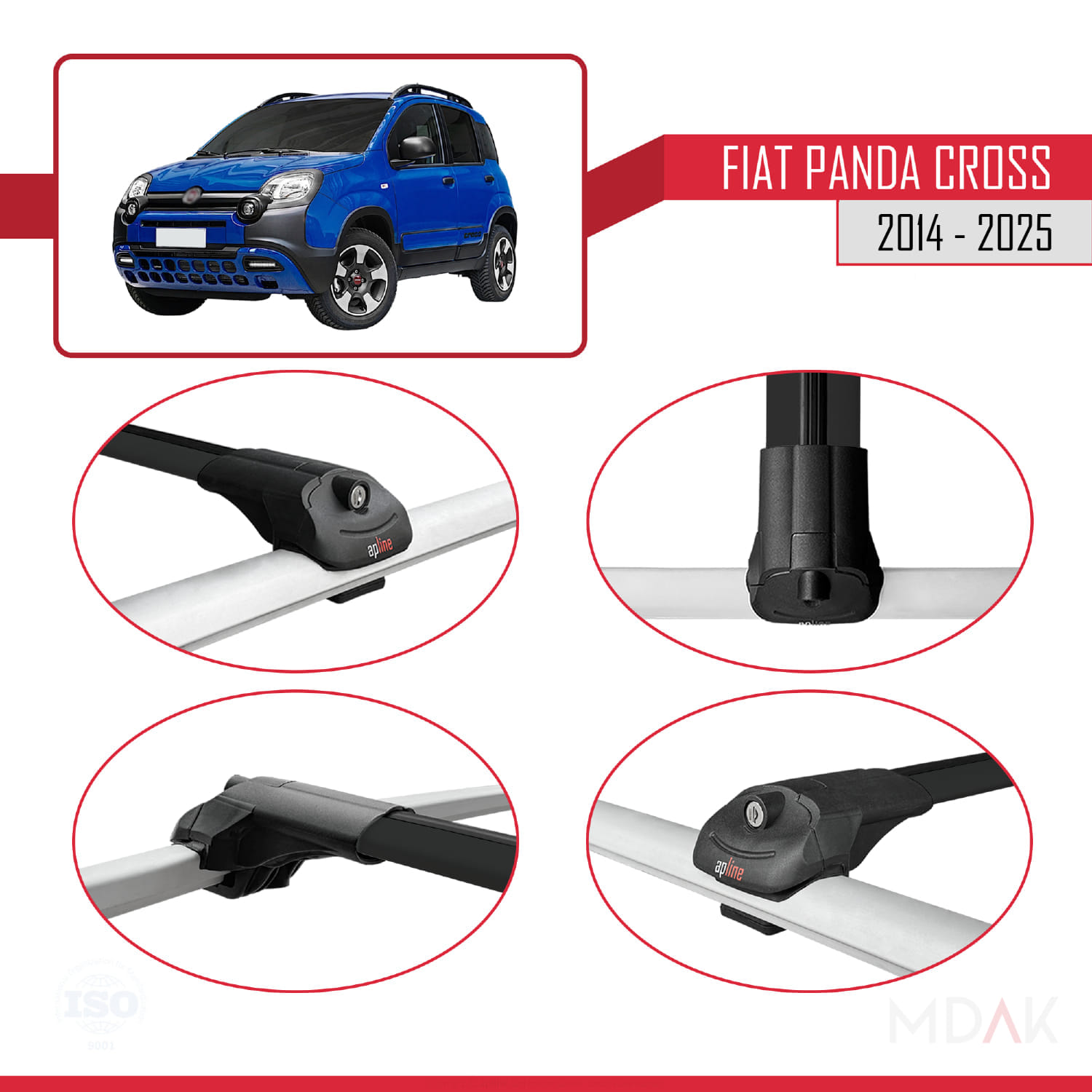Fiat Panda Cross 2014 ve Sonrası ile Uyumlu ACE-1 Ara Atkı Tavan Barı Siyah 2 Adet - Görsel 4