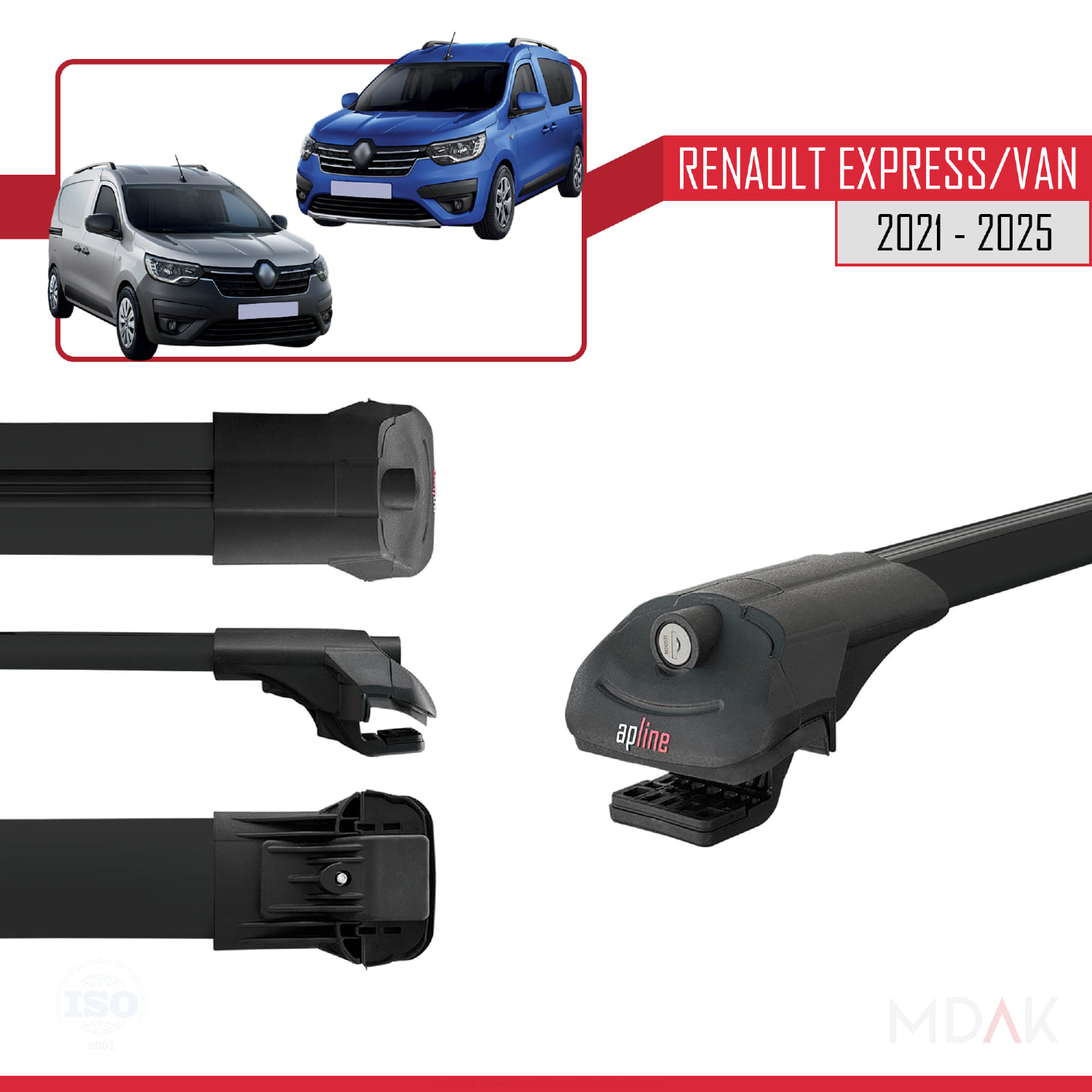 Renault Express 2021 ve Sonrası ile Uyumlu ACE-1 Ara Atkı Tavan Barı Siyah 4 Adet - Görsel 3