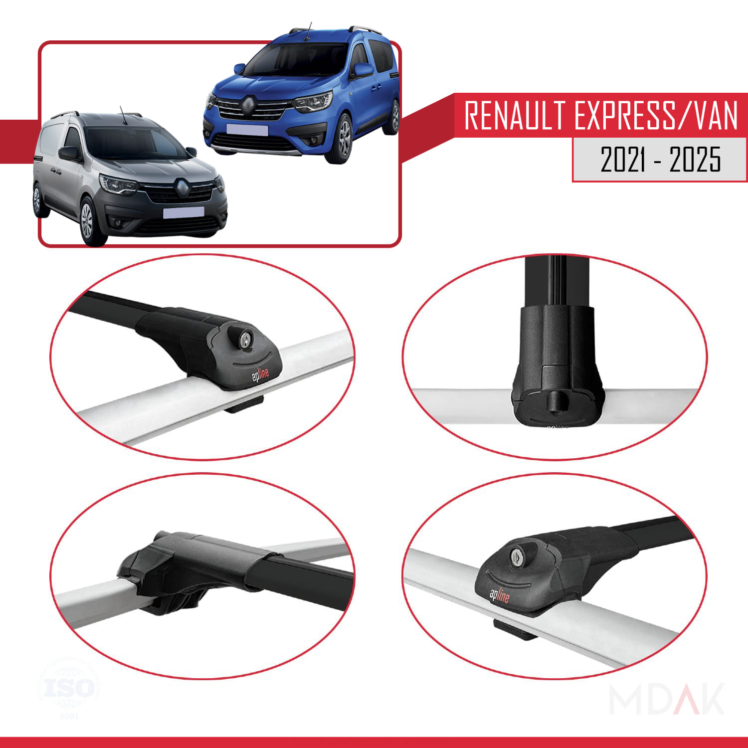 Renault Express 2021 ve Sonrası ile Uyumlu ACE-1 Ara Atkı Tavan Barı Siyah 2 Adet - Görsel 4