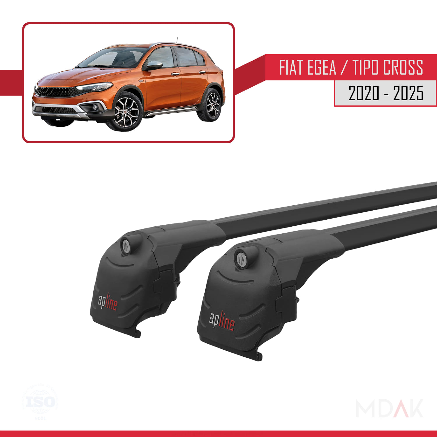 Fiat Egea Cross 2020 ve Sonrası ile Uyumlu ACE-2 Ara Atkı Tavan Barı Siyah 2 Adet - Görsel 3