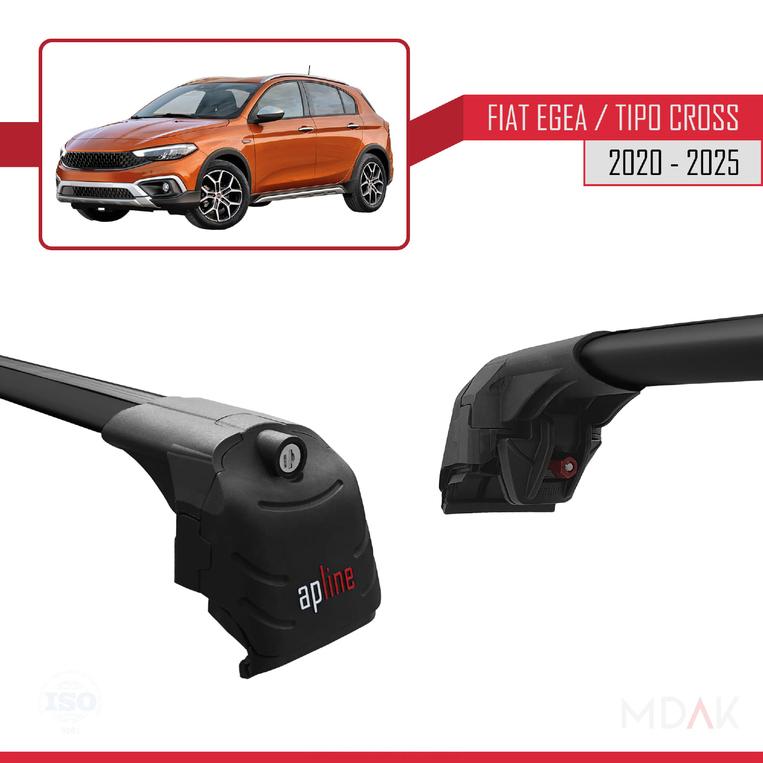 Fiat Egea Cross 2020 ve Sonrası ile Uyumlu ACE-2 Ara Atkı Tavan Barı Siyah 2 Adet - Görsel 4