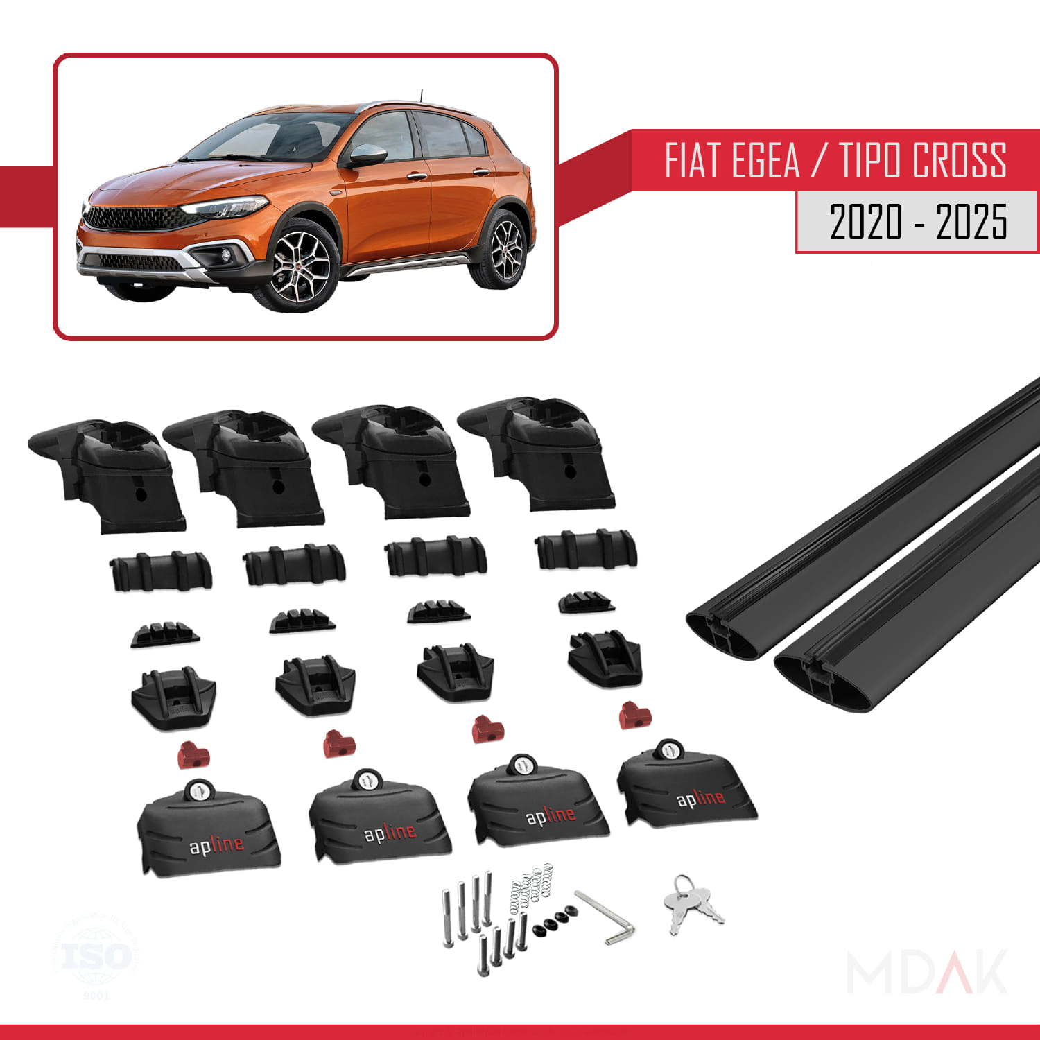 Fiat Egea Cross 2020 ve Sonrası ile Uyumlu ACE-2 Ara Atkı Tavan Barı Siyah 2 Adet - Görsel 6