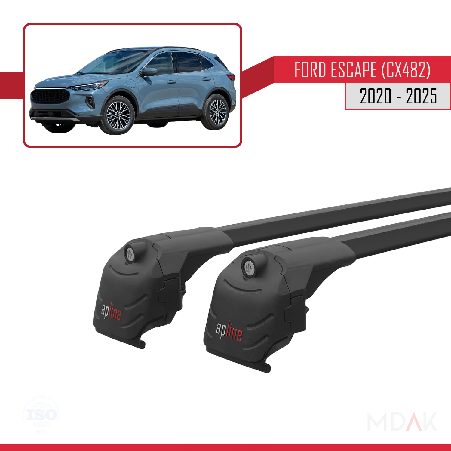 Ford Escape 4 (CX482) 2020 ve Sonrası ile Uyumlu ACE-2 Ara Atkı Tavan Barı Siyah 2 Adet - Görsel 3