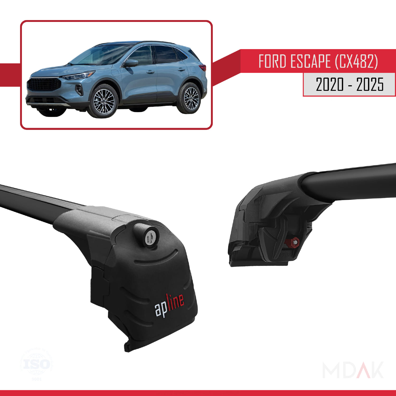 Ford Escape 4 (CX482) 2020 ve Sonrası ile Uyumlu ACE-2 Ara Atkı Tavan Barı Siyah 2 Adet - Görsel 4