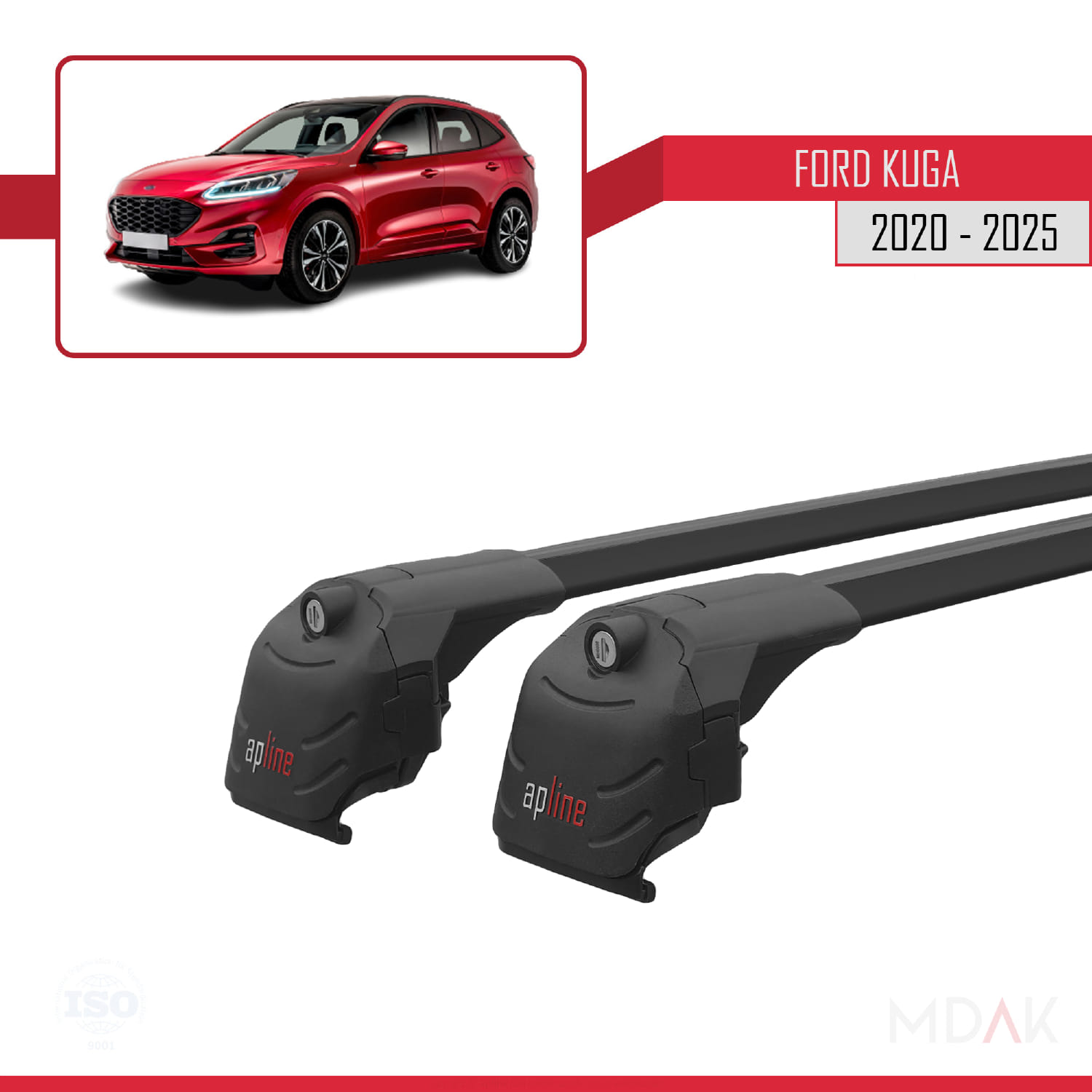 Ford Kuga 3 (CX482) 2020 ve Sonrası ile Uyumlu ACE-2 Ara Atkı Tavan Barı Siyah 2 Adet - Görsel 3