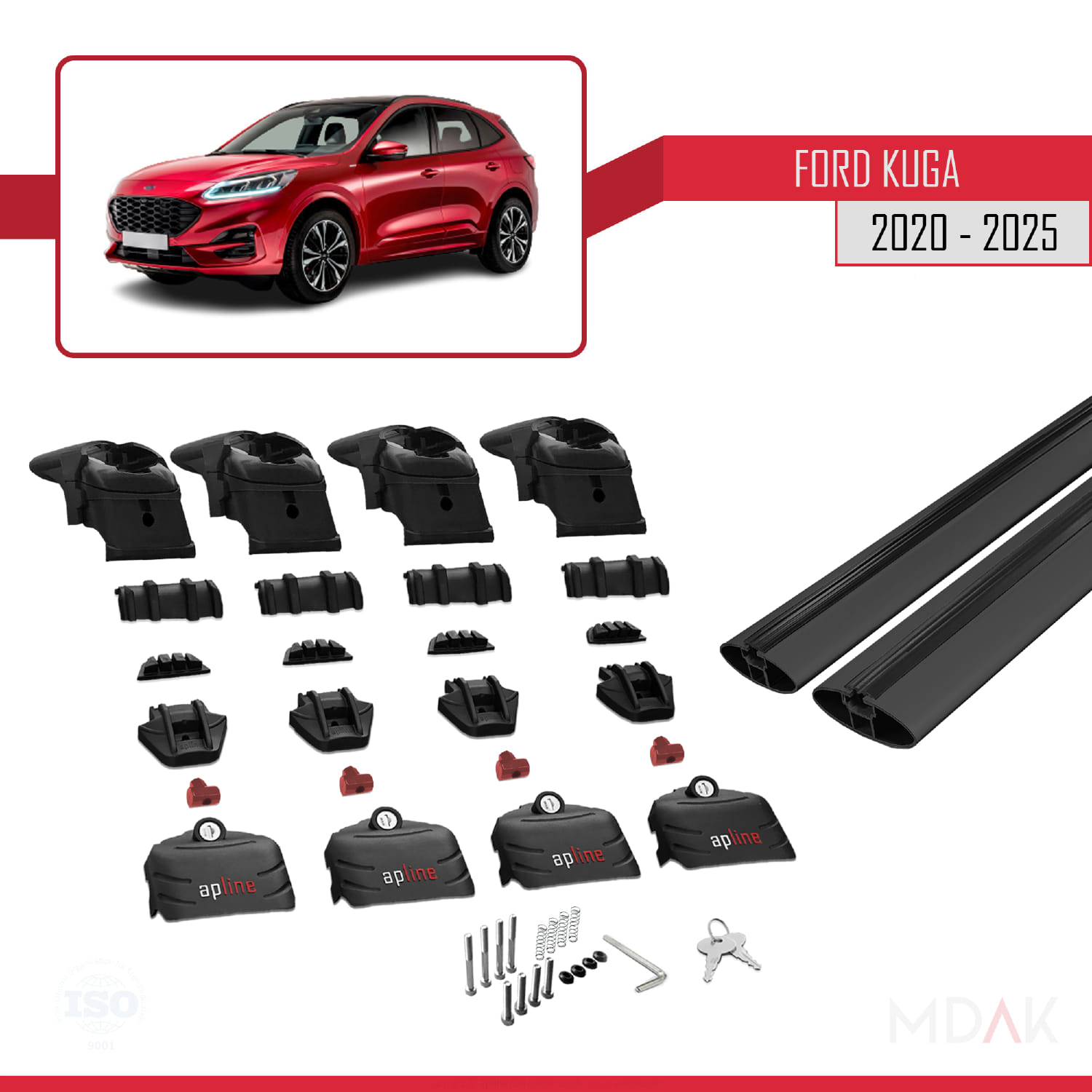Ford Kuga 3 (CX482) 2020 ve Sonrası ile Uyumlu ACE-2 Ara Atkı Tavan Barı Siyah 2 Adet - Görsel 6