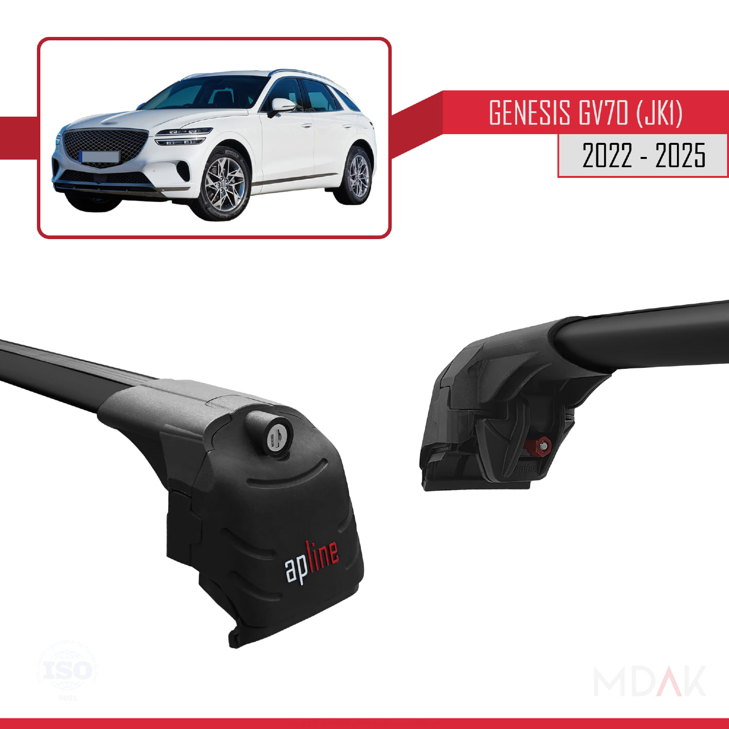 Genesis GV70 (JK1) 2022 ve Sonrası Arası ile Uyumlu ACE-2 Ara Atkı Tavan Barı Siyah 2 Adet - Görsel 4