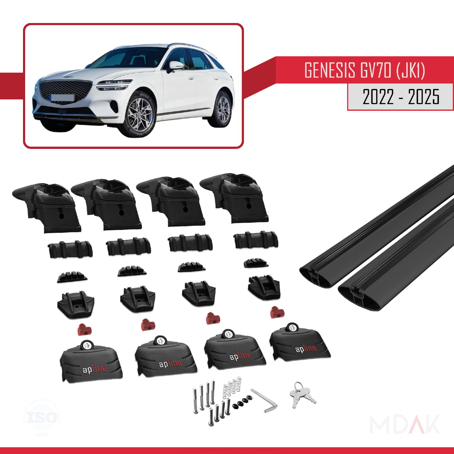 Genesis GV70 (JK1) 2022 ve Sonrası Arası ile Uyumlu ACE-2 Ara Atkı Tavan Barı Siyah 2 Adet - Görsel 6