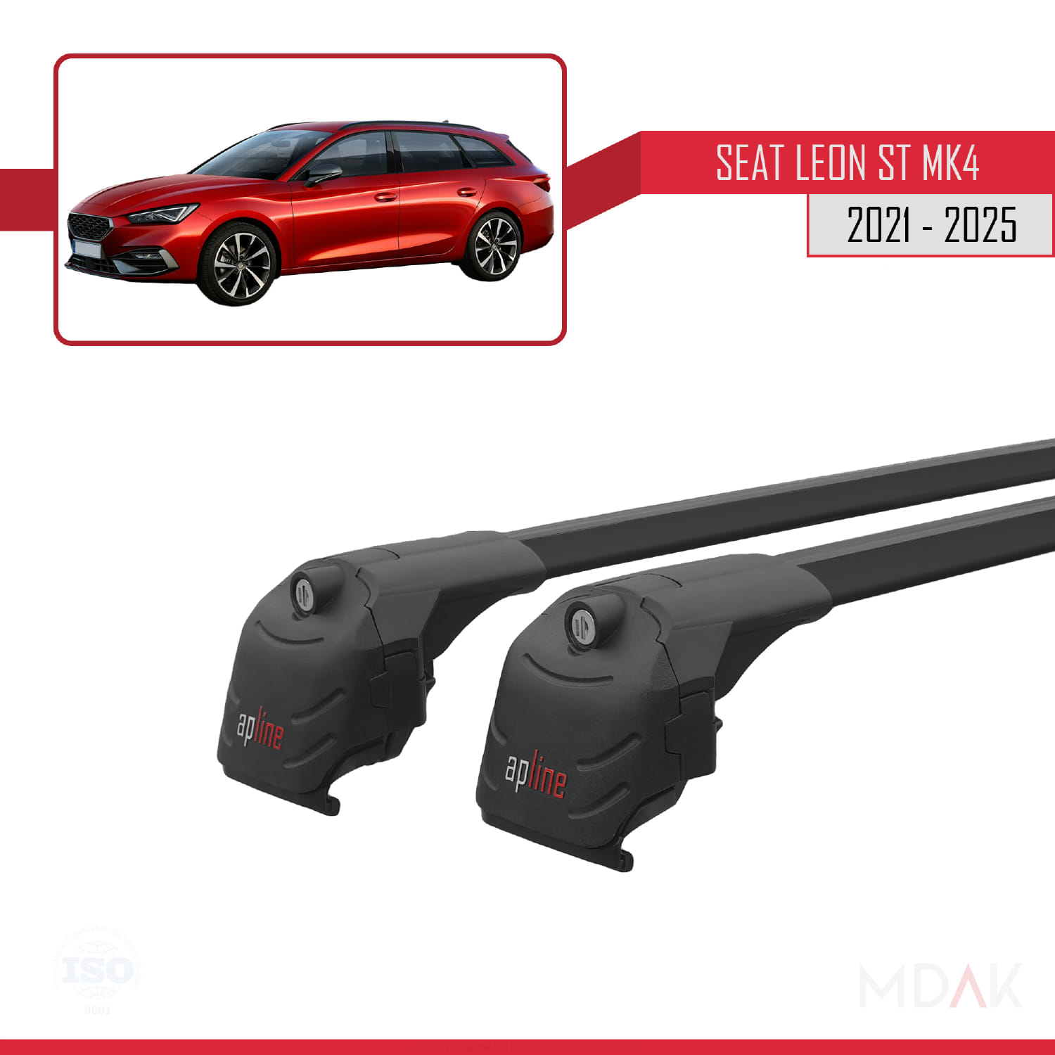 Seat/Cupra Leon 4 ST 2021 ve Sonrası ile Uyumlu ACE-2 Ara Atkı Tavan Barı Siyah 2 Adet - Görsel 3