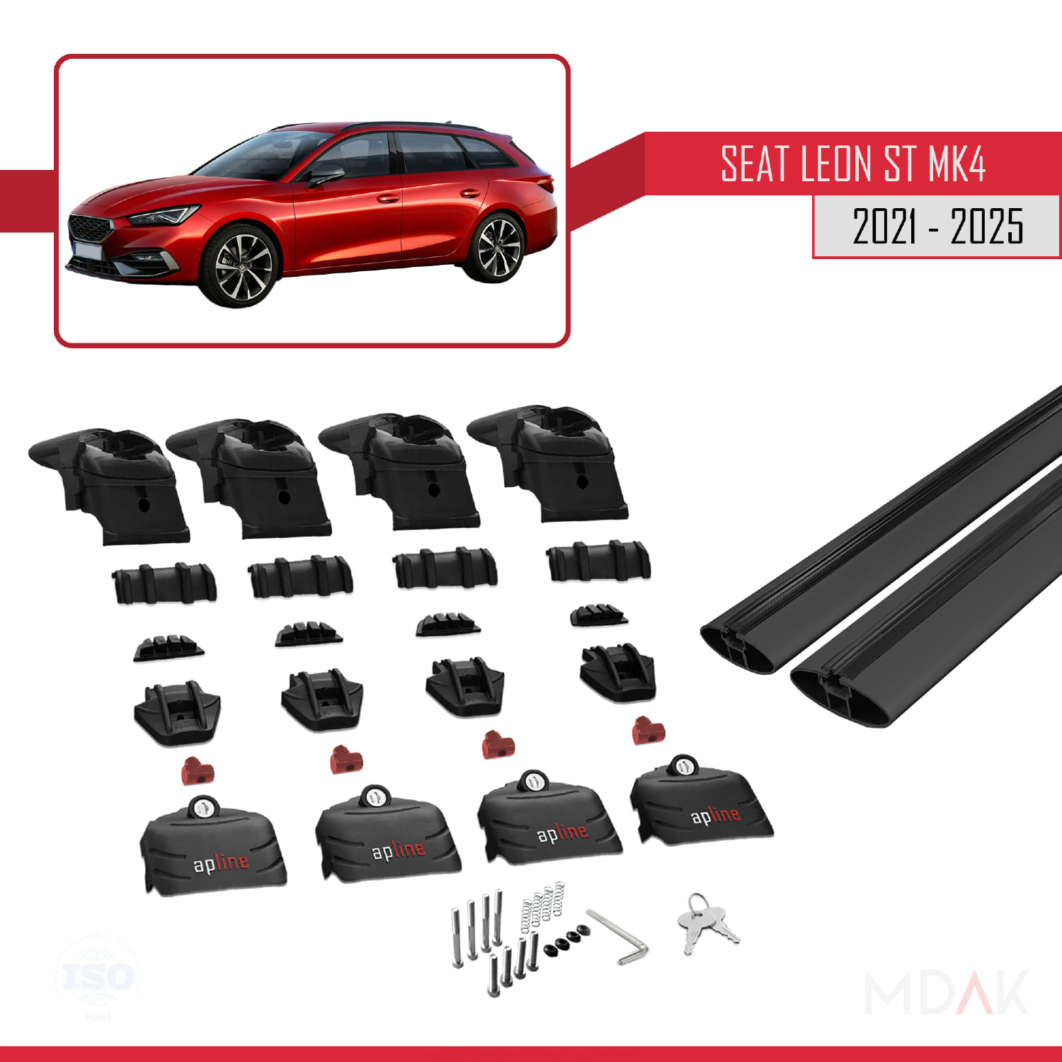 Seat/Cupra Leon 4 ST 2021 ve Sonrası ile Uyumlu ACE-2 Ara Atkı Tavan Barı Siyah 2 Adet - Görsel 6