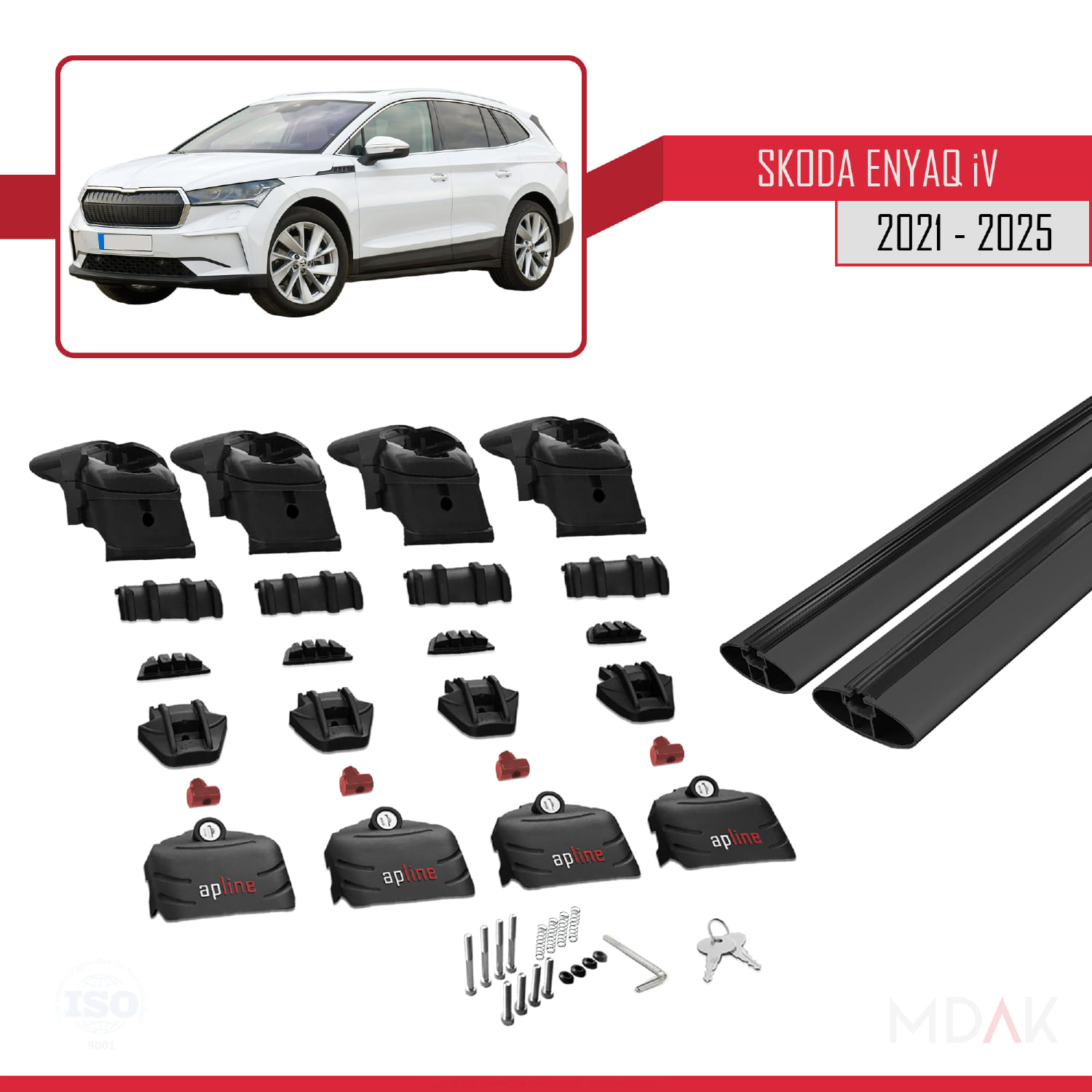 Skoda Enyaq 2021 ve Sonrası ile Uyumlu ACE-2 Ara Atkı Tavan Barı Siyah 2 Adet - Görsel 6
