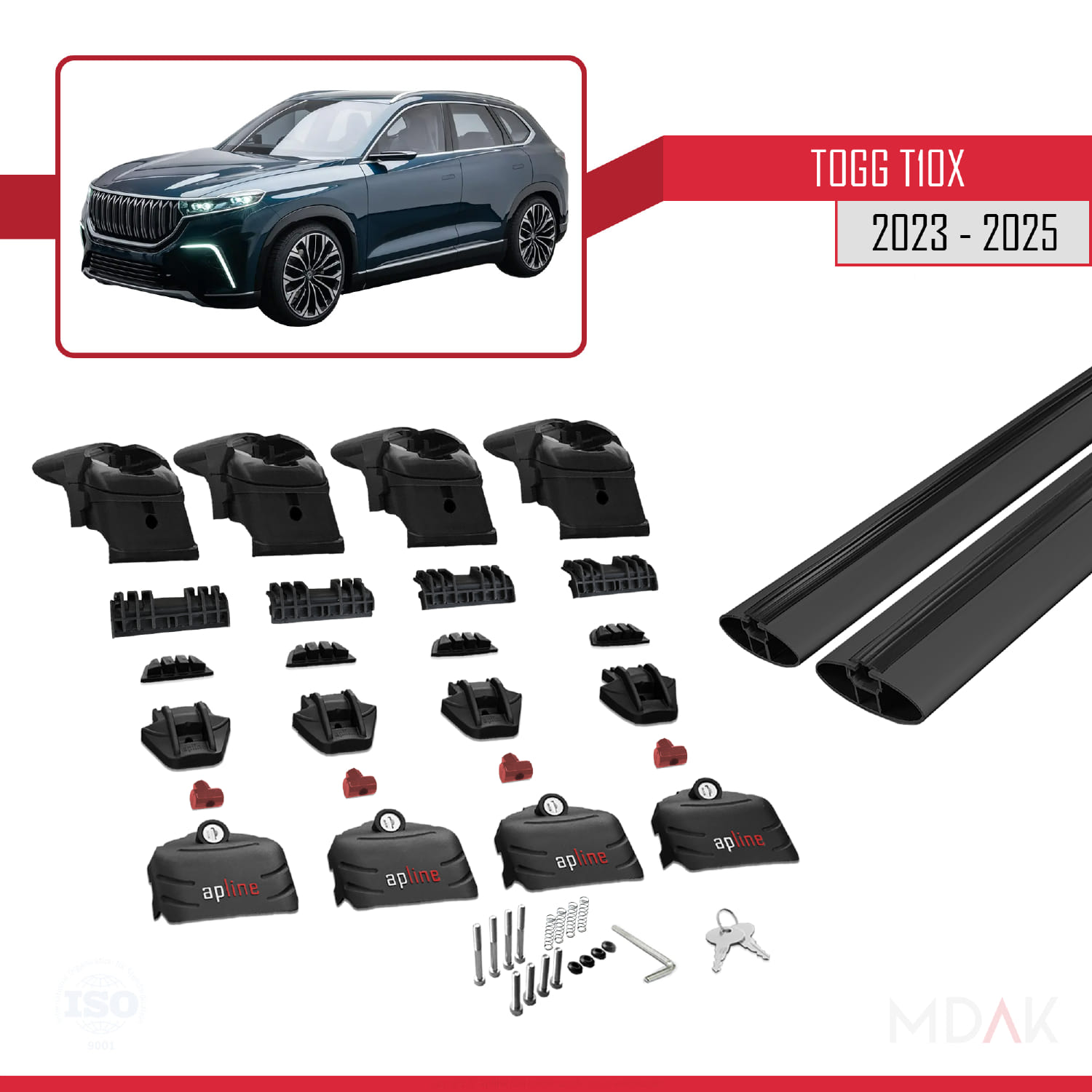 Togg T10X 2023 ve Sonrası ile Uyumlu ACE-2 Ara Atkı Tavan Barı Siyah 2 Adet - Görsel 7