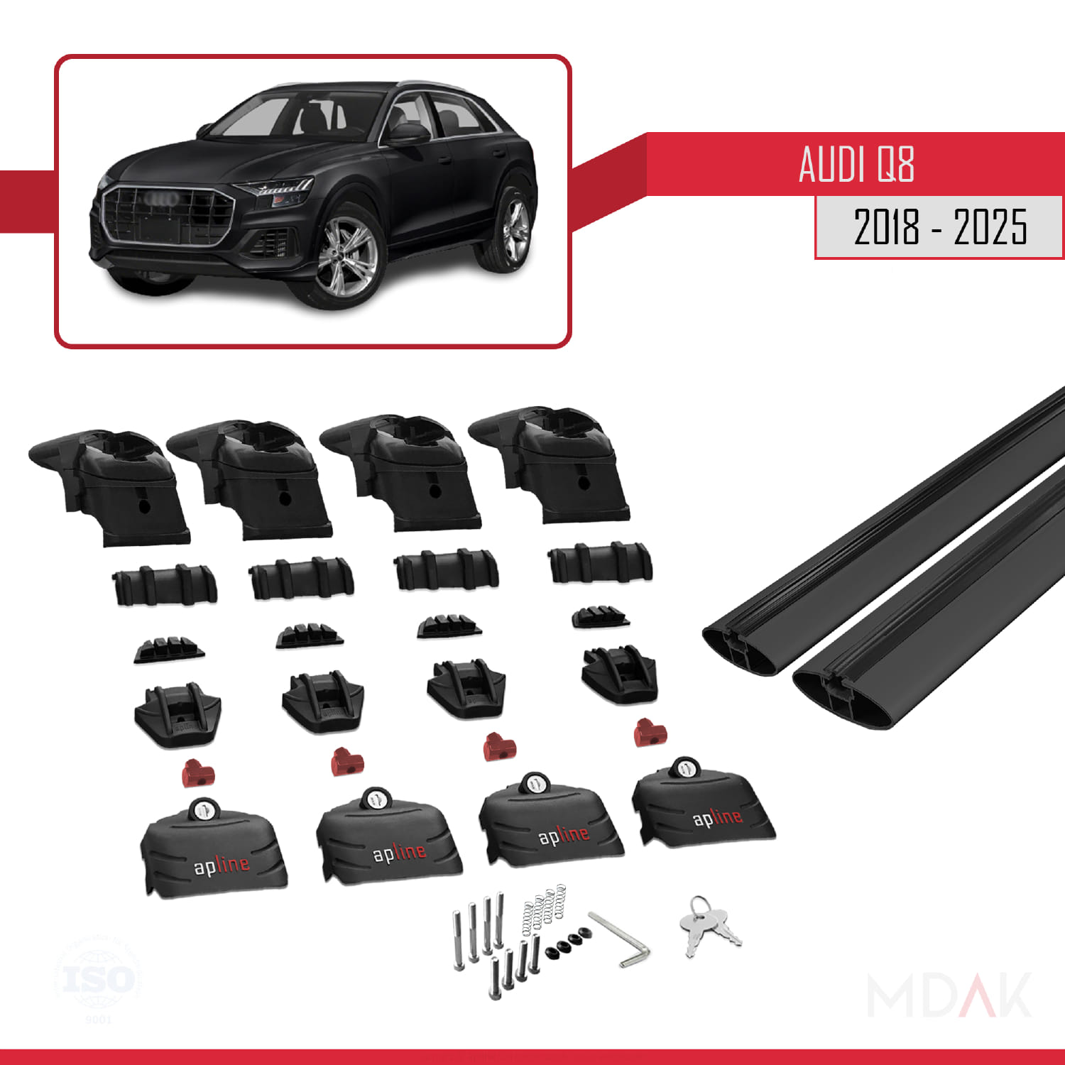Q8 (F1) 2018 ve Sonrası ile Uyumlu ACE-2 Ara Atkı Tavan Barı Siyah 2 Adet - Görsel 6