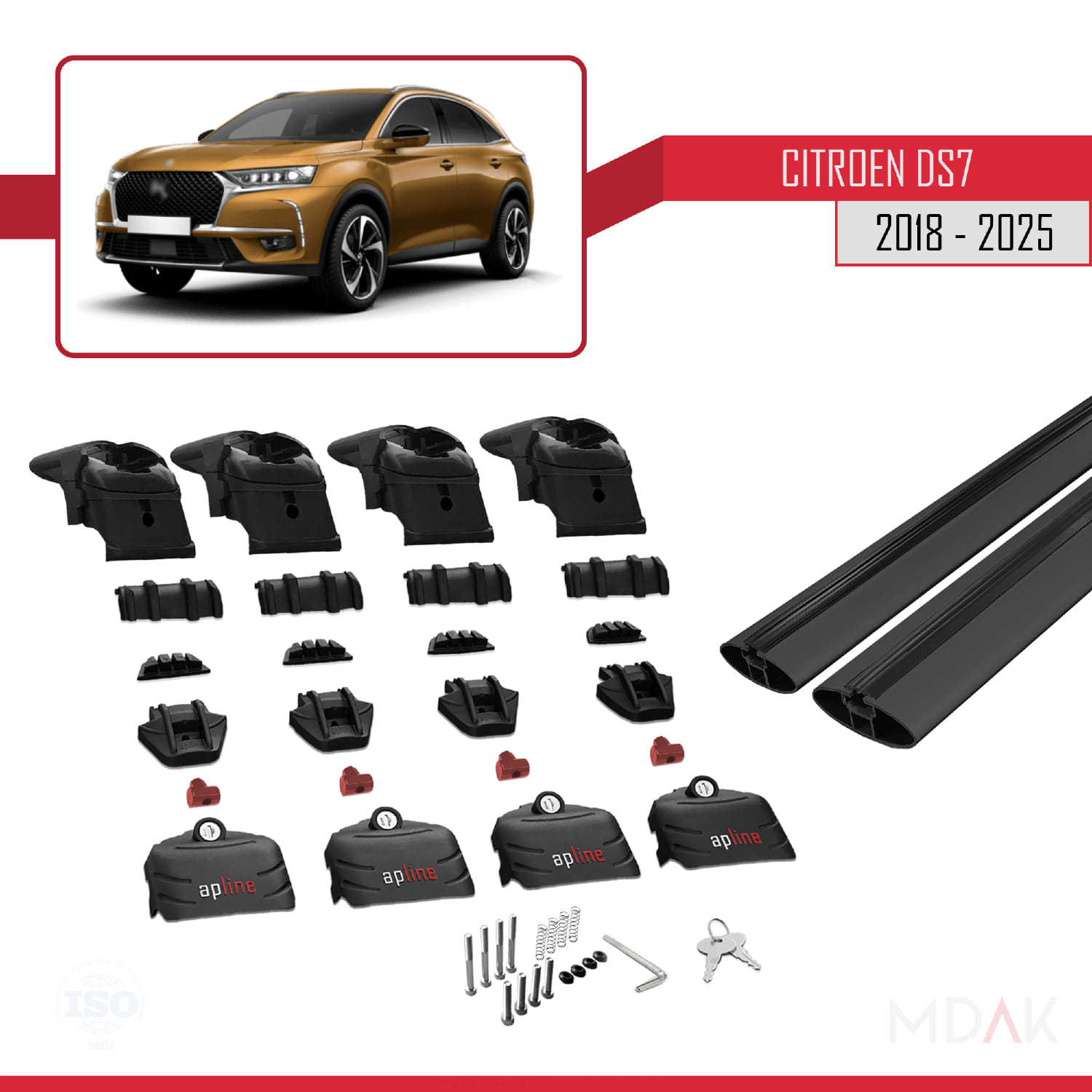 Citroen/DS 7 Crossback 2018 ve Sonrası ile Uyumlu ACE-2 Ara Atkı Tavan Barı Siyah 2 Adet - Görsel 6