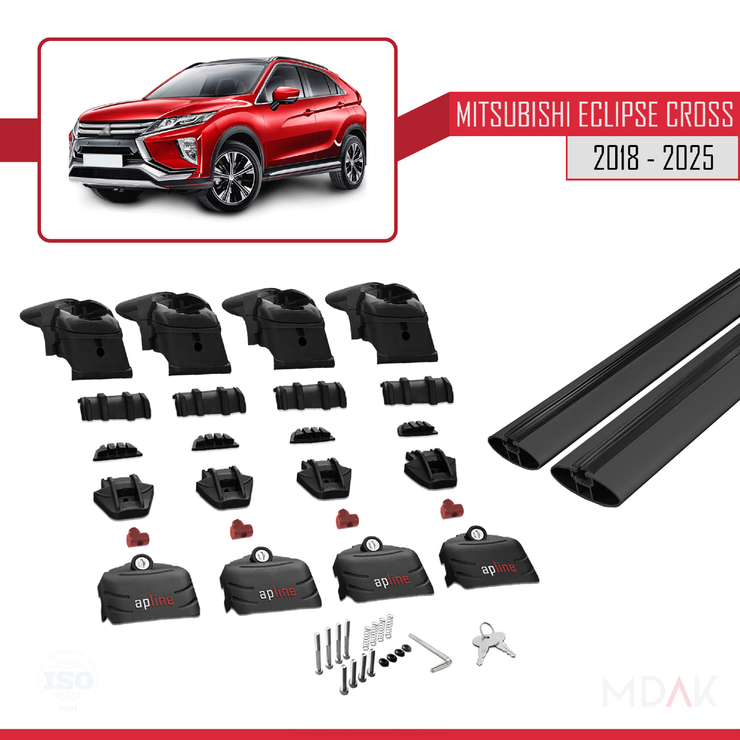 Mitsubishi Eclipse Cross (GK) 2018 ve Sonrası ile Uyumlu ACE-2 Ara Atkı Tavan Barı Siyah 2 Adet - Görsel 6