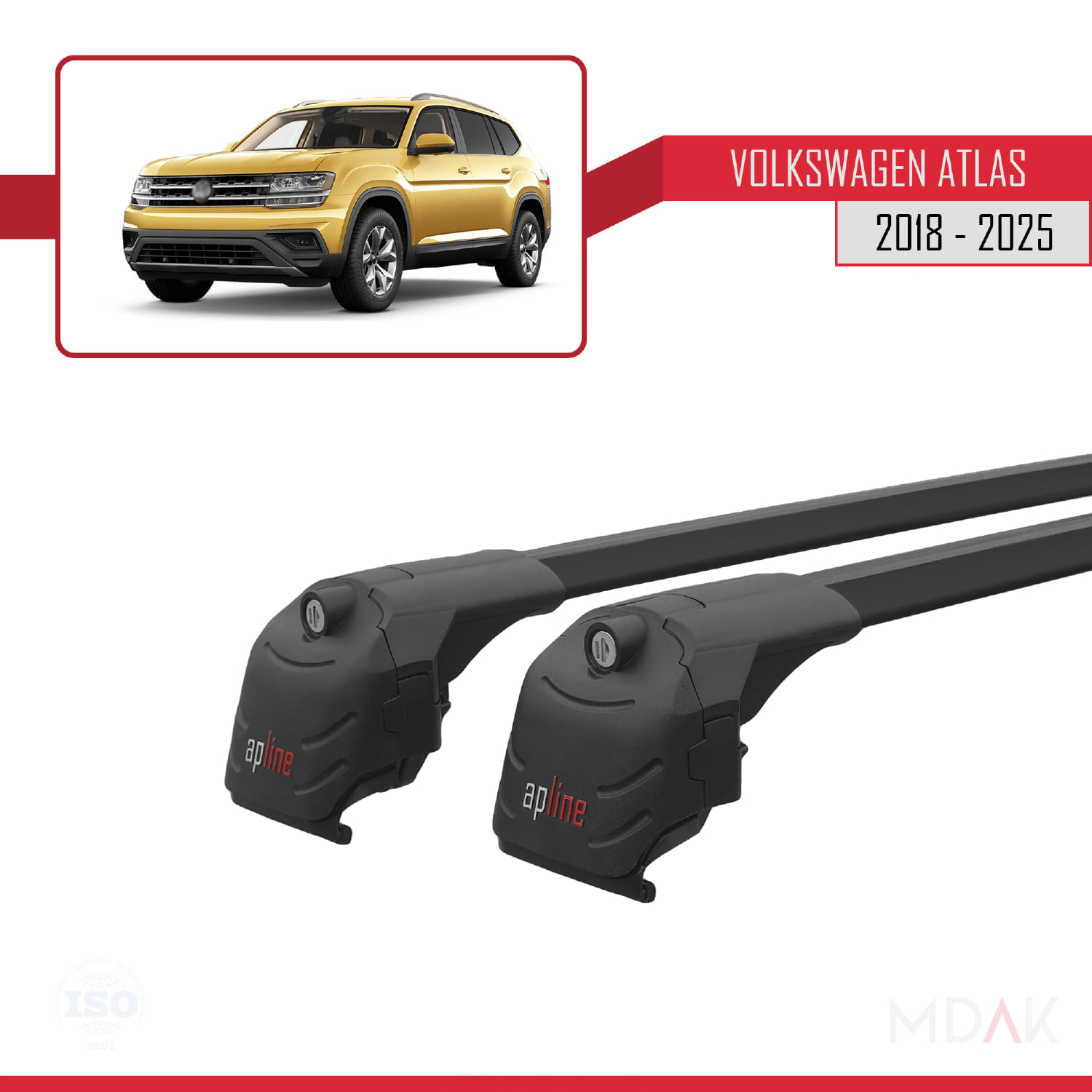 Volkswagen Atlas (CA1) 2018 ve Sonrası ile Uyumlu ACE-2 Ara Atkı Tavan Barı Siyah 2 Adet - Görsel 3