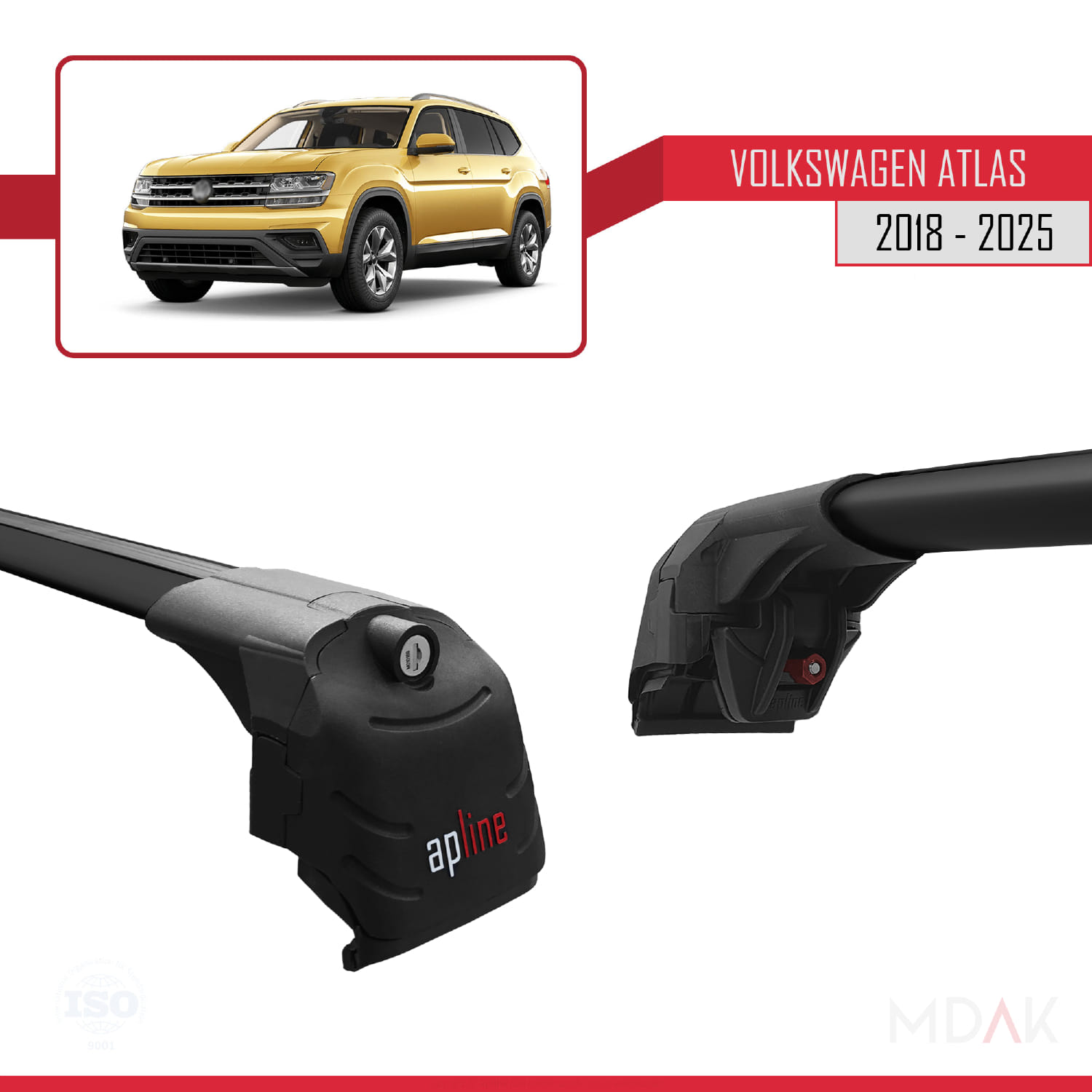 Volkswagen Atlas (CA1) 2018 ve Sonrası ile Uyumlu ACE-2 Ara Atkı Tavan Barı Siyah 2 Adet - Görsel 4