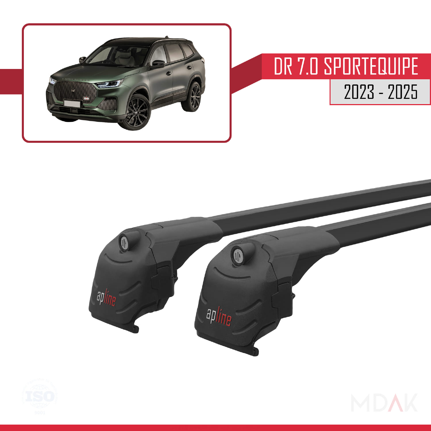 DR 7.0 Sportequipe 7 (It) 2023 ve Sonrası ile Uyumlu ACE-2 Ara Atkı Tavan Barı Siyah 2 Adet - Görsel 3