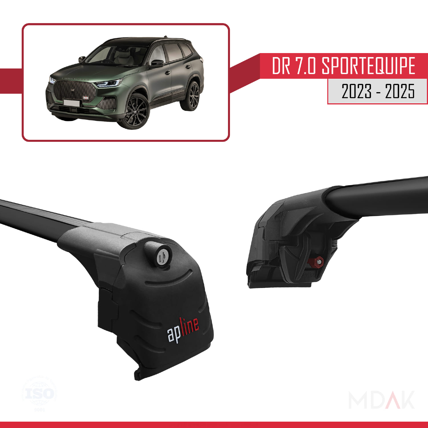 DR 7.0 Sportequipe 7 (It) 2023 ve Sonrası ile Uyumlu ACE-2 Ara Atkı Tavan Barı Siyah 2 Adet - Görsel 4