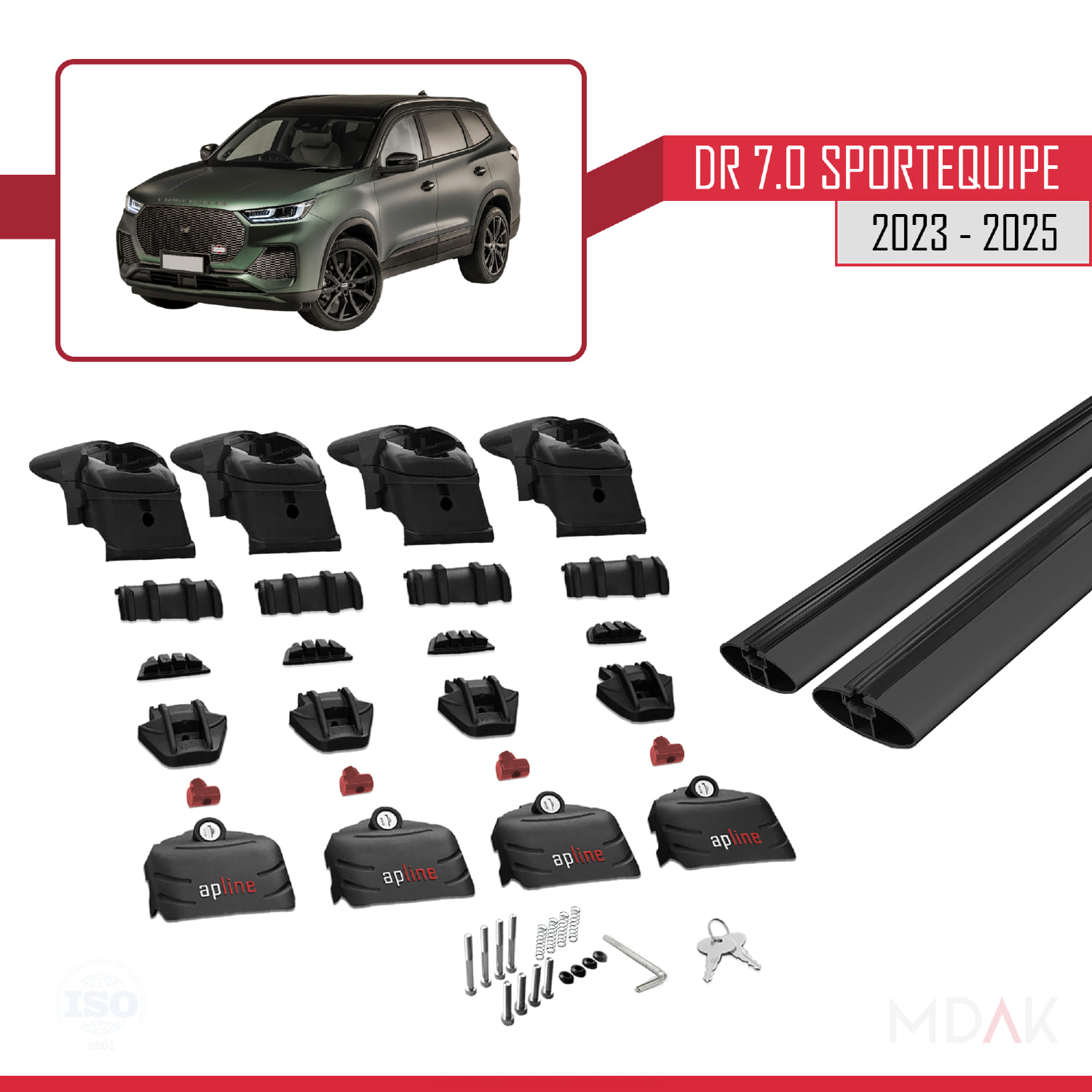 DR 7.0 Sportequipe 7 (It) 2023 ve Sonrası ile Uyumlu ACE-2 Ara Atkı Tavan Barı Siyah 2 Adet - Görsel 6