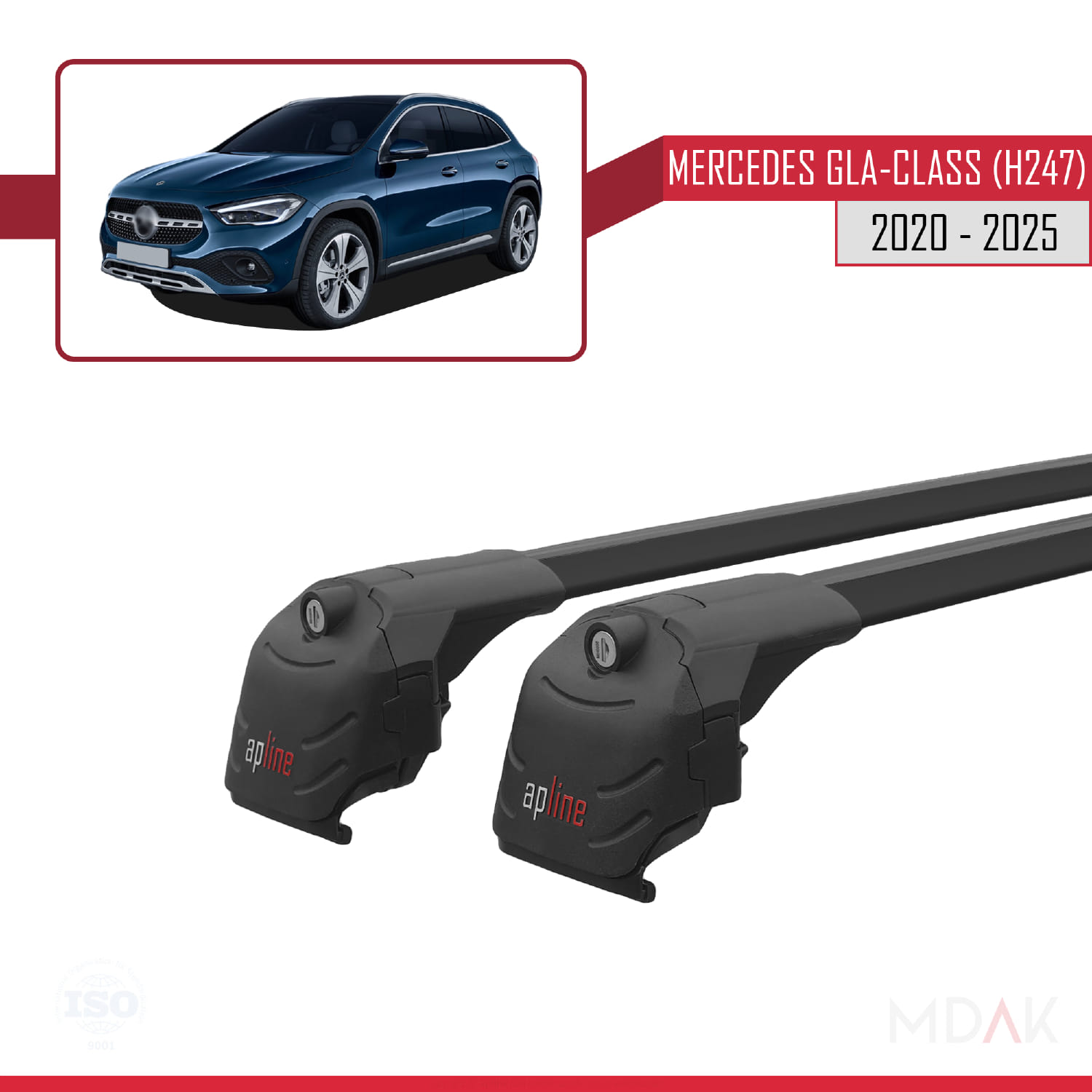 Mercedes GLA Class 2 (H247) 2020 ve Sonrası ile Uyumlu ACE-2 Ara Atkı Tavan Barı Siyah 2 Adet - Görsel 3