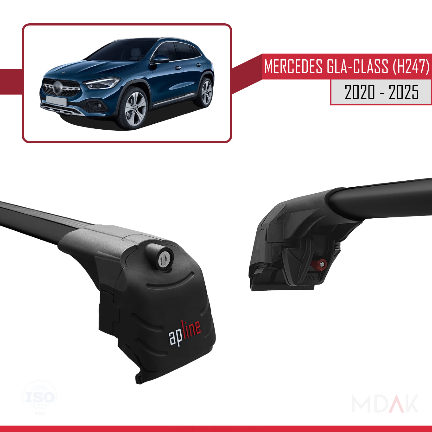 Mercedes GLA Class 2 (H247) 2020 ve Sonrası ile Uyumlu ACE-2 Ara Atkı Tavan Barı Siyah 2 Adet - Görsel 4