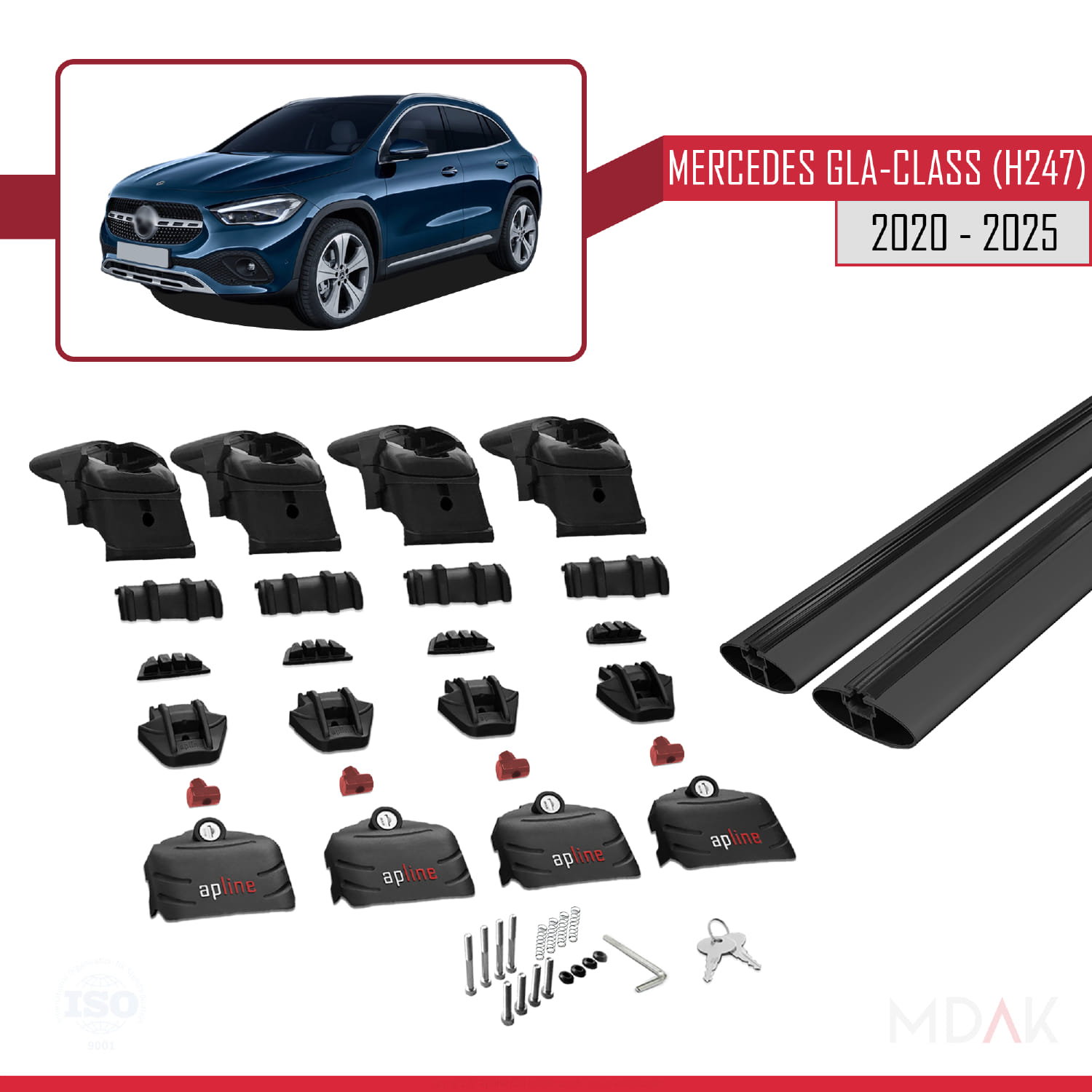 Mercedes GLA Class 2 (H247) 2020 ve Sonrası ile Uyumlu ACE-2 Ara Atkı Tavan Barı Siyah 2 Adet - Görsel 6