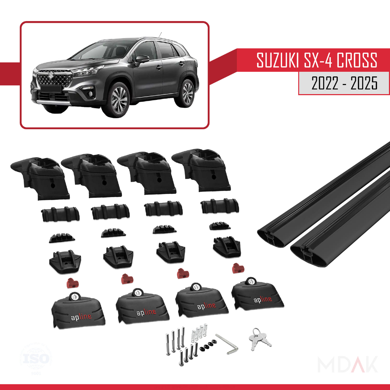 Suzuki SX4 S-Cross 4 (JY) 2022 ve Sonrası ile Uyumlu ACE-2 Ara Atkı Tavan Barı Siyah 2 Adet - Görsel 6