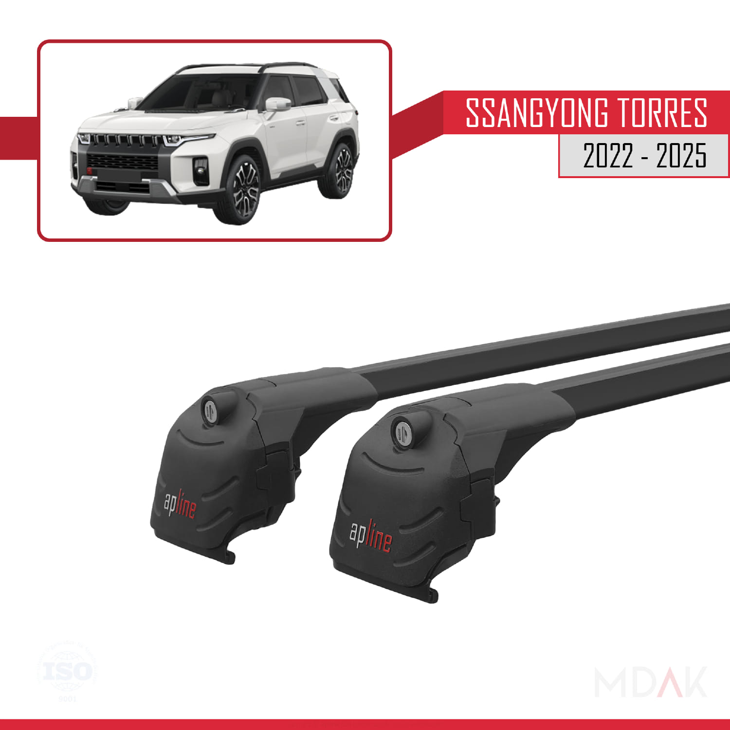 SsangYong Torres 2022 ve Sonrası ile Uyumlu ACE-2 Ara Atkı Tavan Barı Siyah 2 Adet - Görsel 3