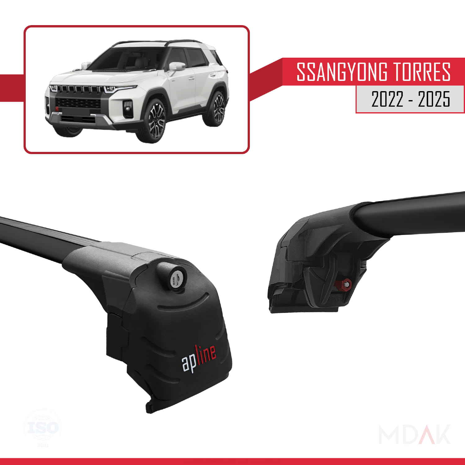 SsangYong Torres 2022 ve Sonrası ile Uyumlu ACE-2 Ara Atkı Tavan Barı Siyah 2 Adet - Görsel 4