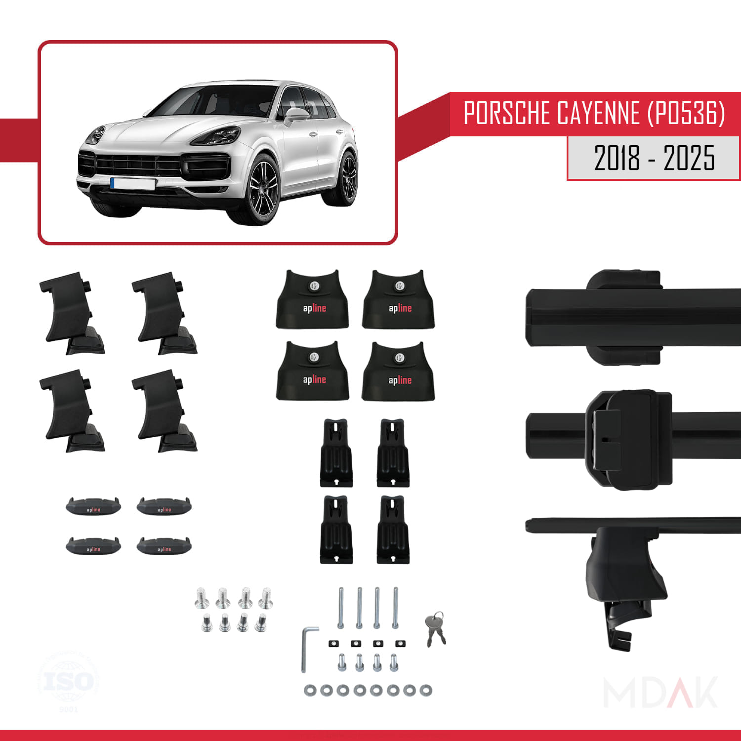 Porsche Cayenne 3 (9YA) 2018 ve Sonrası ile Uyumlu ACE-4 Ara Atkı Tavan Barı Siyah 2 Adet - Görsel 5