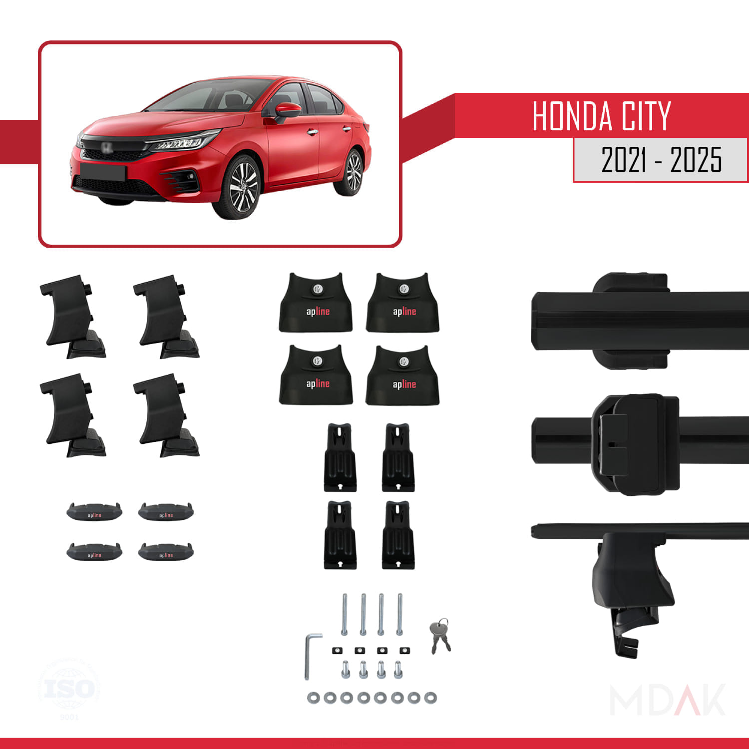 Honda City 2021 ve Sonrası ile Uyumlu ACE-4 Ara Atkı Tavan Barı Siyah 2 Adet - Görsel 6