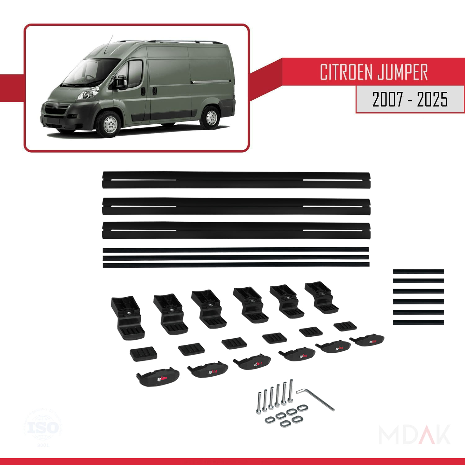 Citroen Jumper 2 2007 ve Sonrası ile Uyumlu BASIC Model Ara Atkı Tavan Barı Siyah 3 Adet - Görsel 6