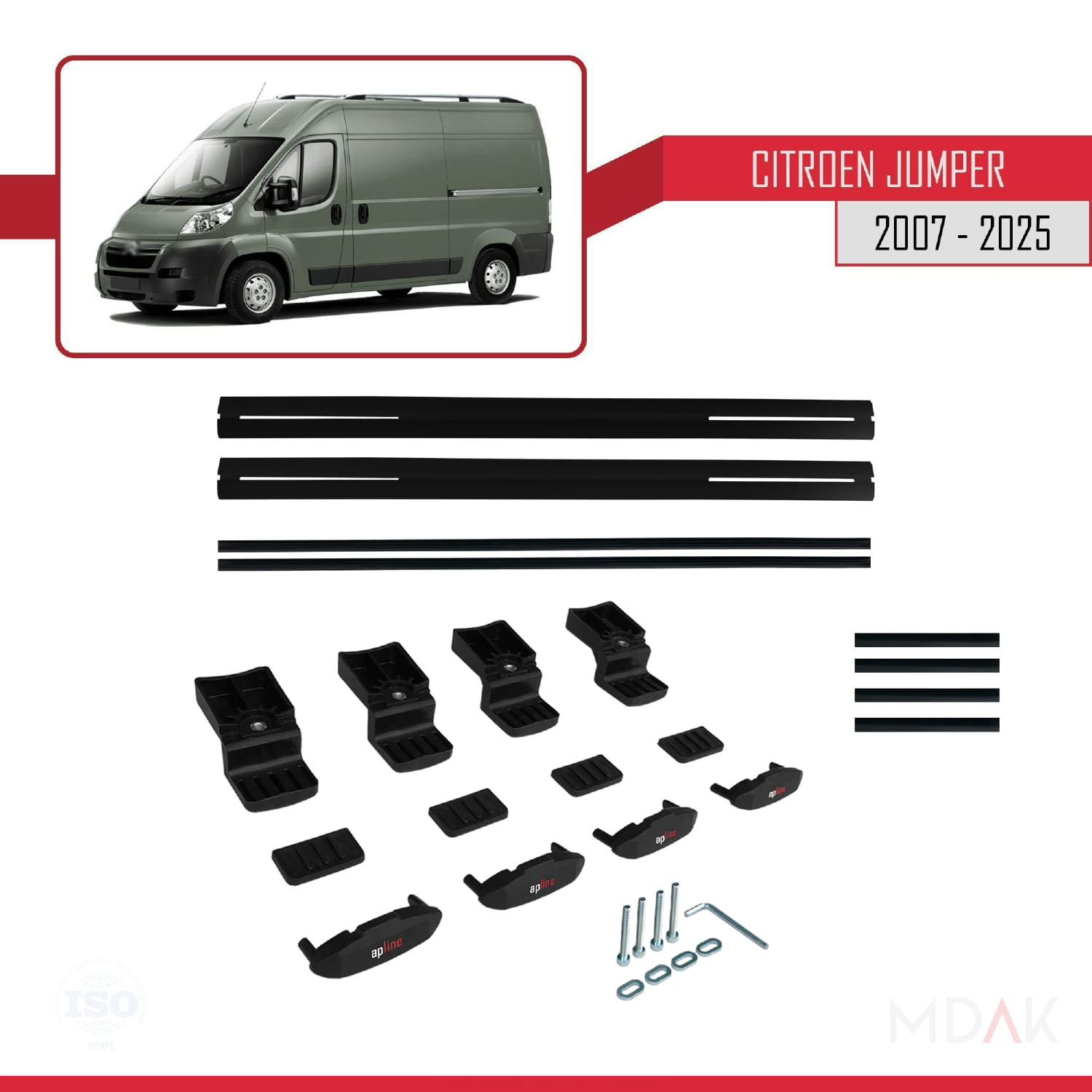Citroen Jumper 2 2007 ve Sonrası ile Uyumlu BASIC Model Ara Atkı Tavan Barı Siyah 2 Adet - Görsel 6