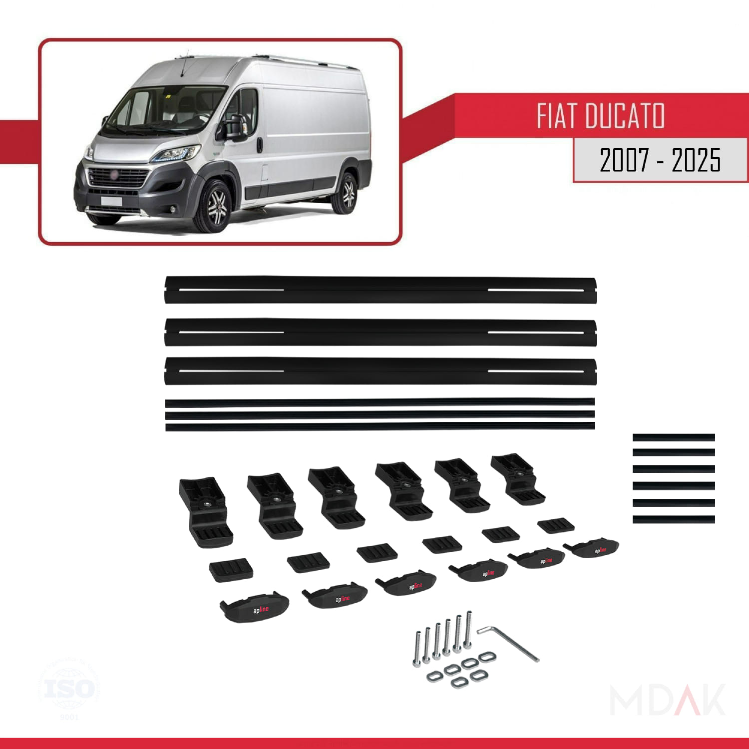 Fiat Ducato 3 2007 ve Sonrası ile Uyumlu BASIC Model Ara Atkı Tavan Barı Siyah 3 Adet - Görsel 6