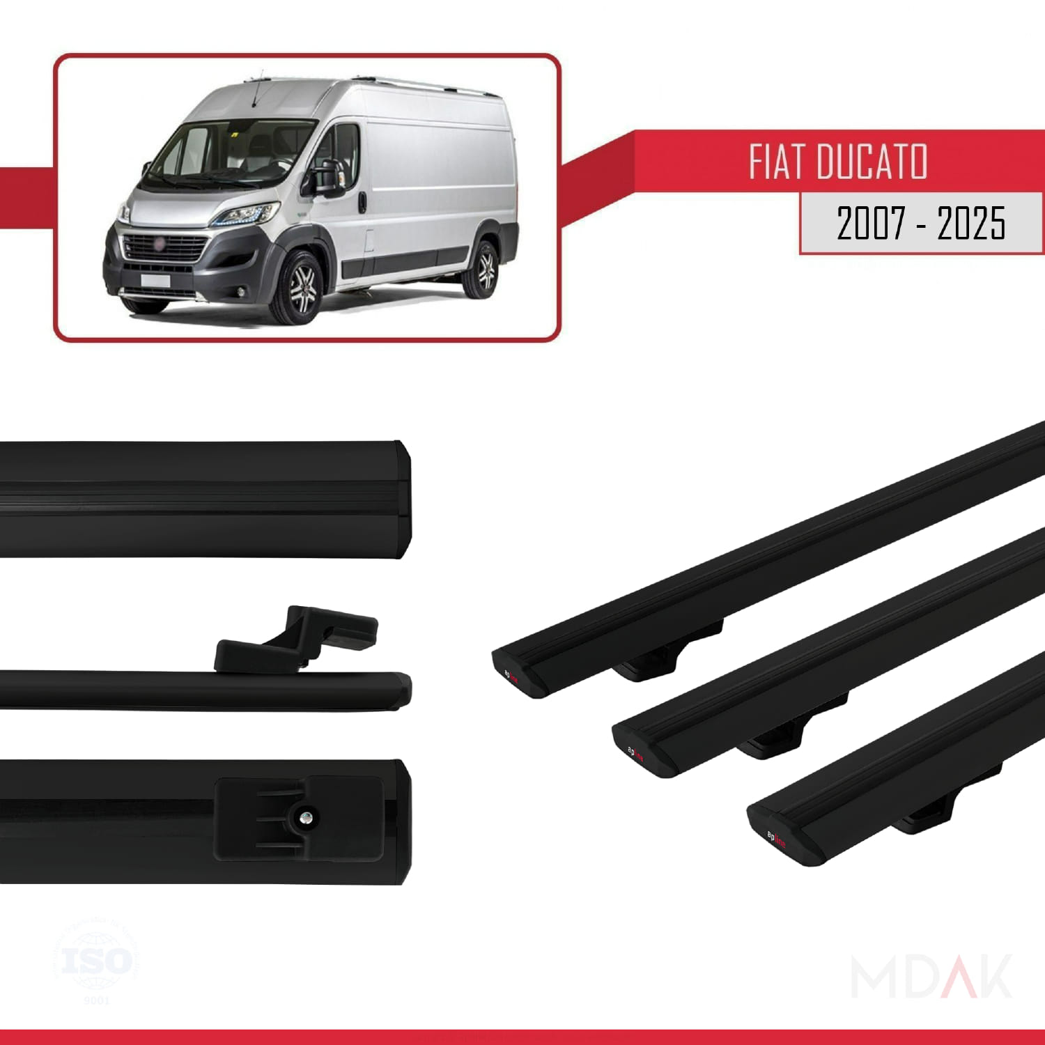 Fiat Ducato 3 2007 ve Sonrası ile Uyumlu BASIC Model Ara Atkı Tavan Barı Siyah 3 Adet - Görsel 3