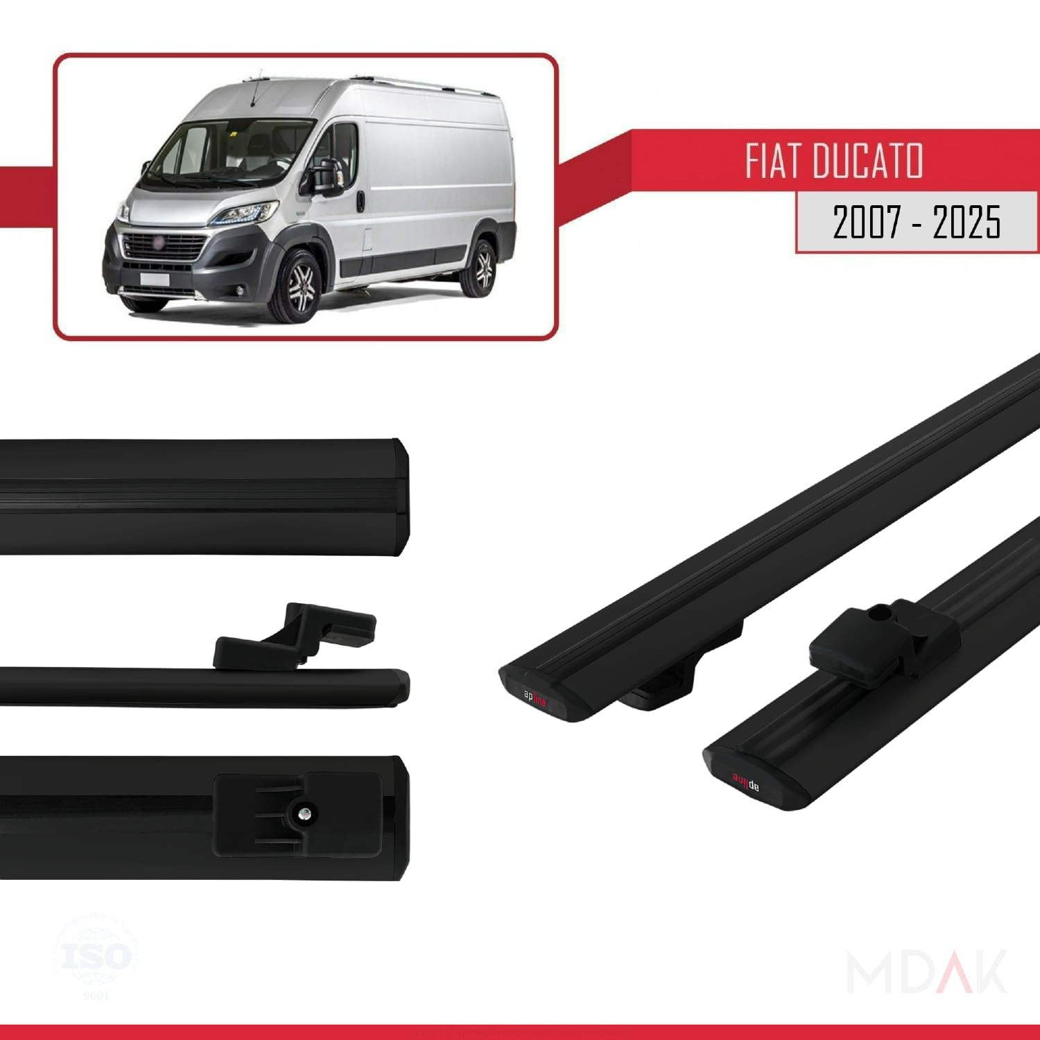 Fiat Ducato 3 2007 ve Sonrası ile Uyumlu BASIC Model Ara Atkı Tavan Barı Siyah 2 Adet - Görsel 3