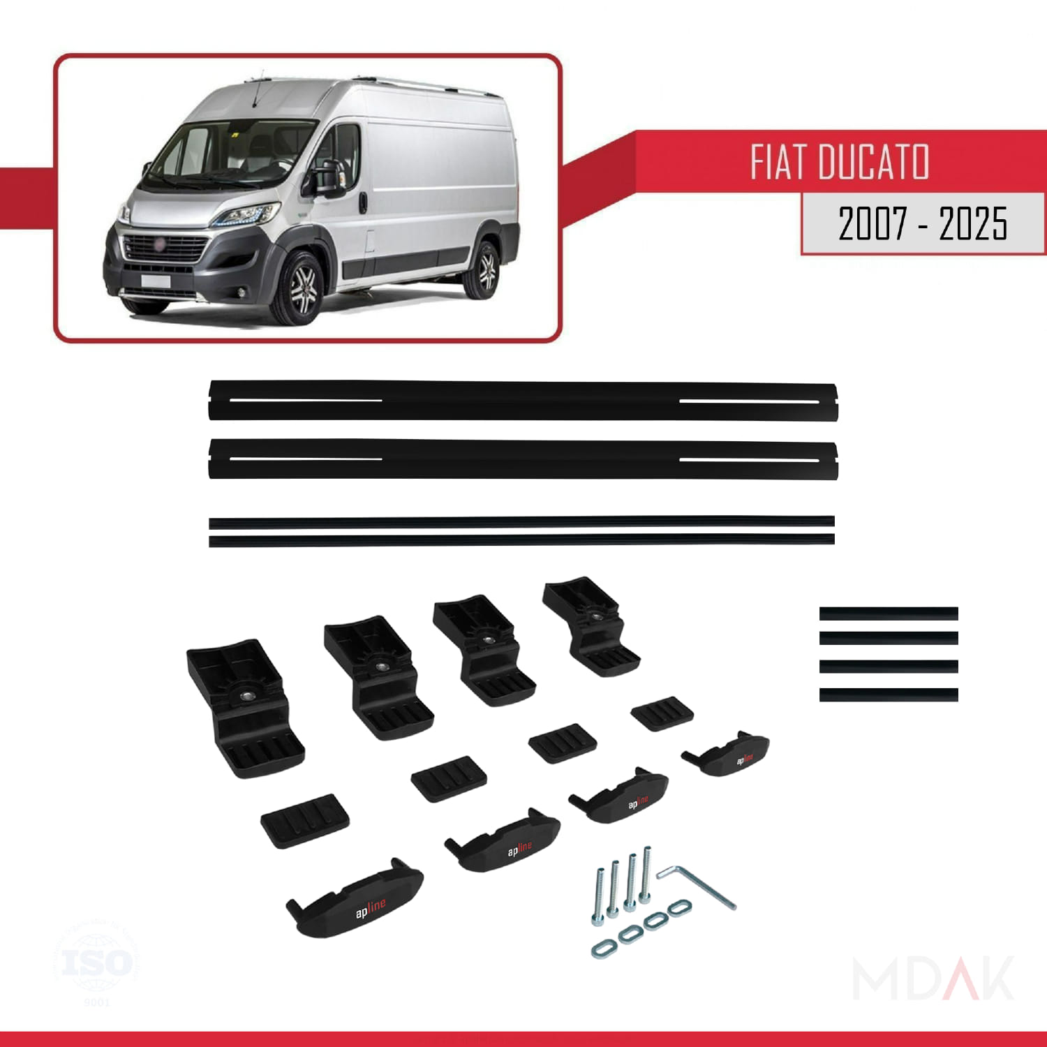 Fiat Ducato 3 2007 ve Sonrası ile Uyumlu BASIC Model Ara Atkı Tavan Barı Siyah 2 Adet - Görsel 6