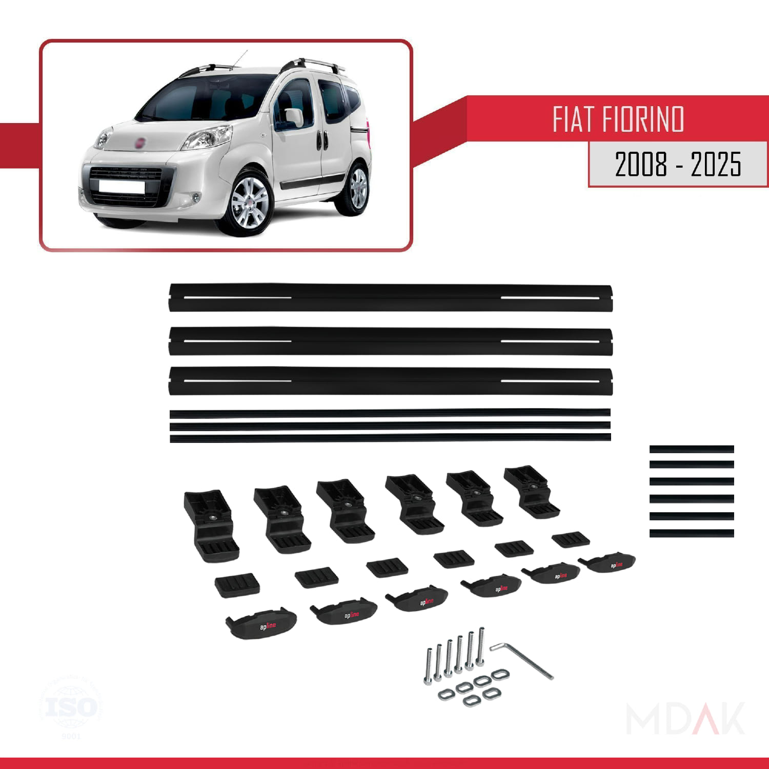 Fiat Fiorino 3 2008 ve Sonrası ile Uyumlu BASIC Model Ara Atkı Tavan Barı Siyah 3 Adet - Görsel 6