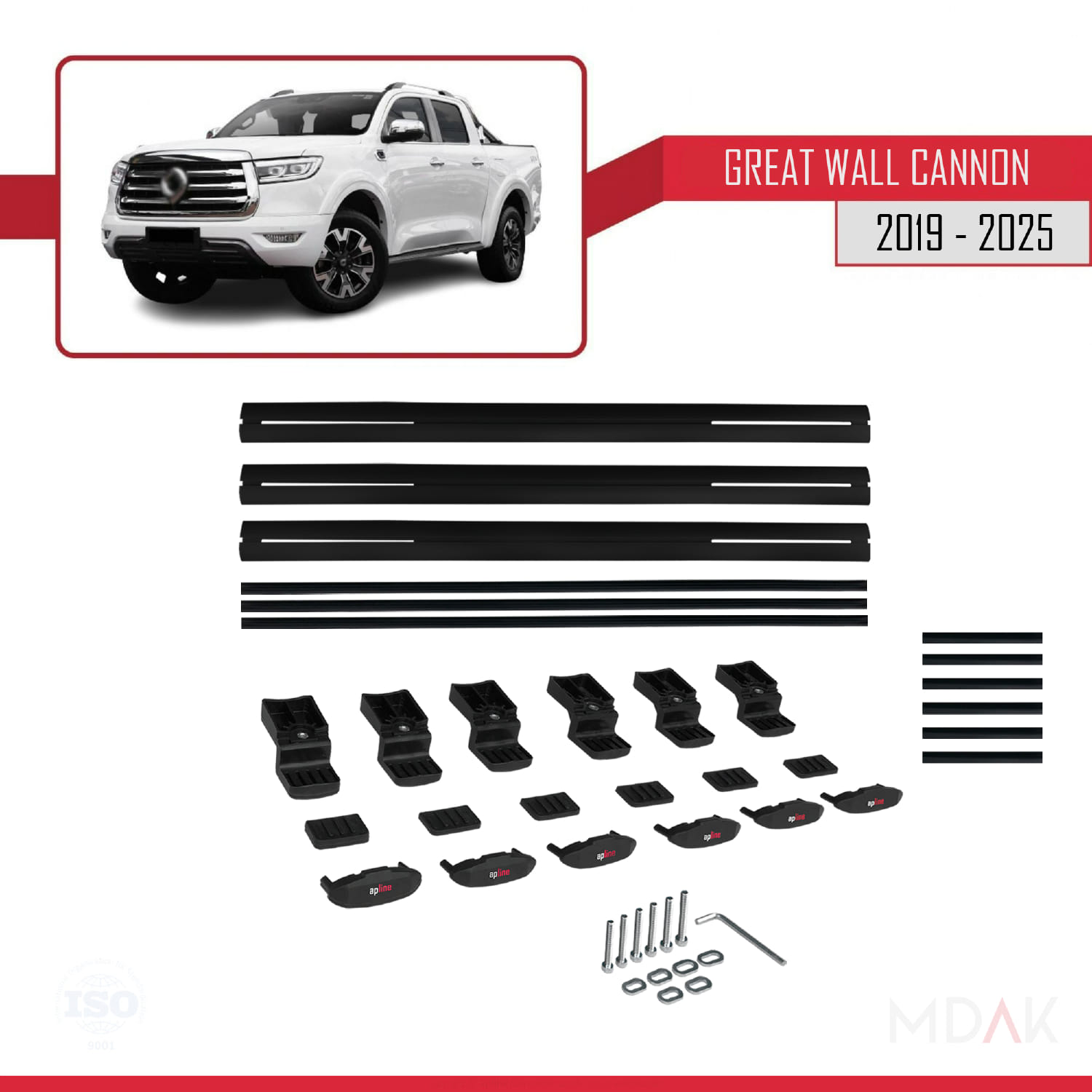 Great Wall Cannon 2019 ve Sonrası ile Uyumlu BASIC Model Ara Atkı Tavan Barı Siyah 3 Adet - Görsel 6