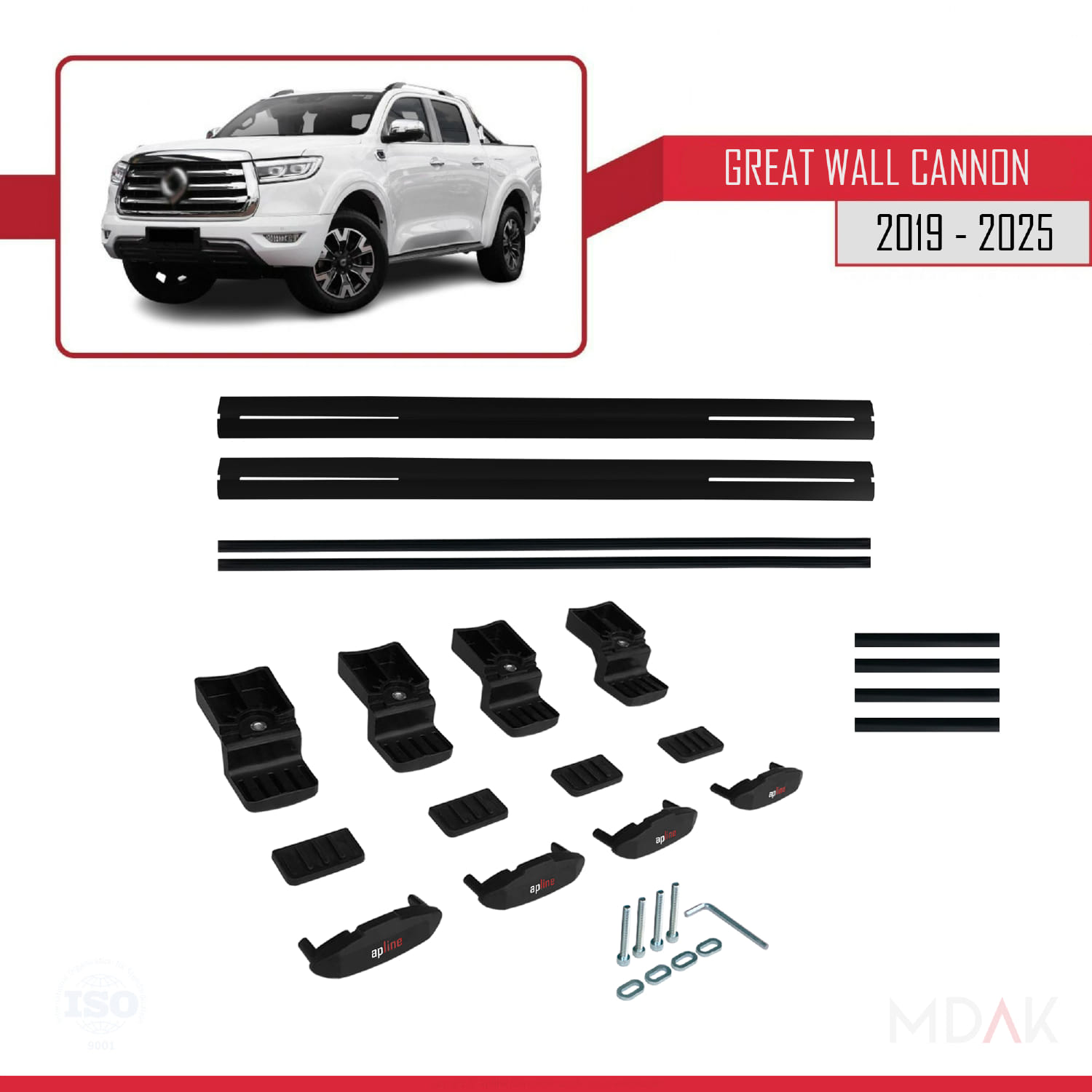 Great Wall Cannon 2019 ve Sonrası ile Uyumlu BASIC Model Ara Atkı Tavan Barı Siyah 2 Adet - Görsel 6